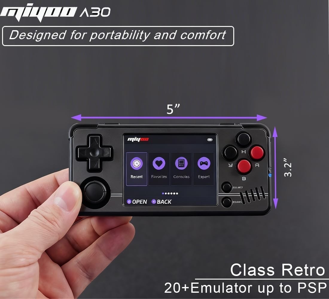 Miyoo A30 Retro Handheld Game Console,Portable Game Emulator w/ Storage Case