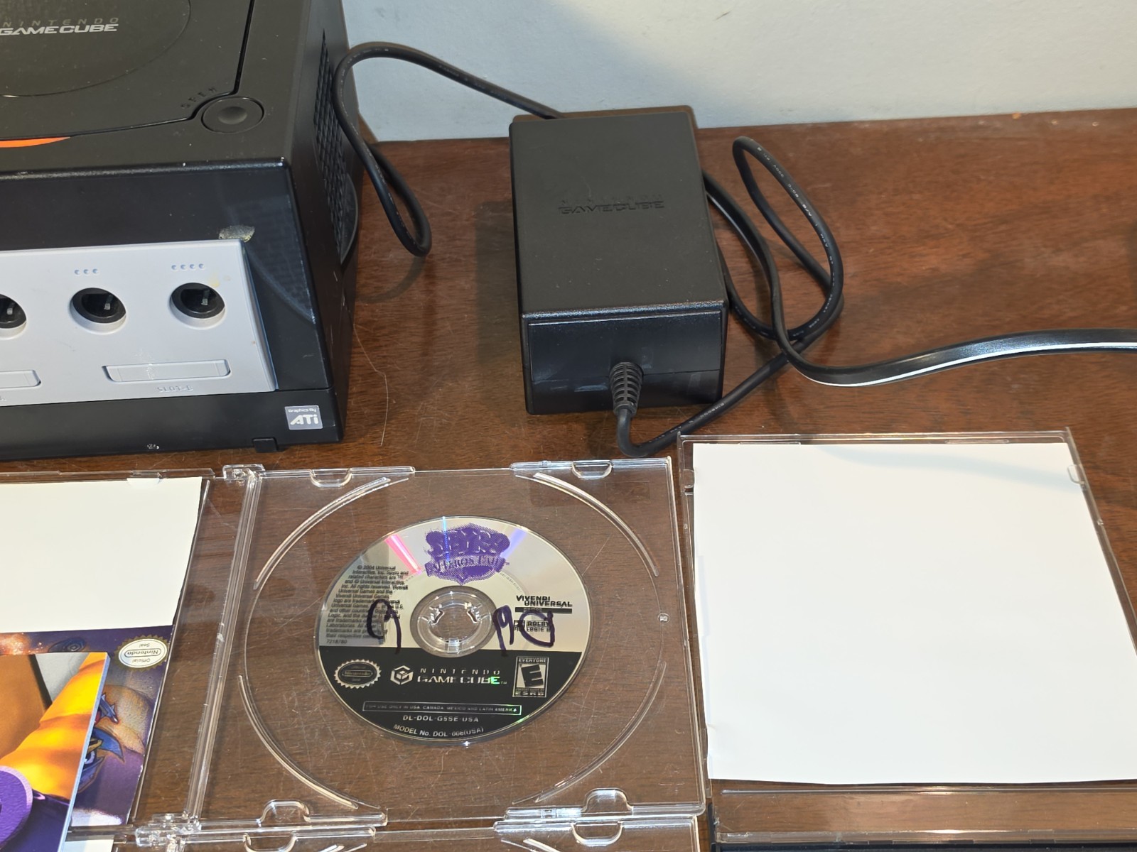 NINTENDO GAMECUBE DOL-001 USA BLACK SYSTEM CORDS CONTROLLER & 6 GAMES TESTED!
