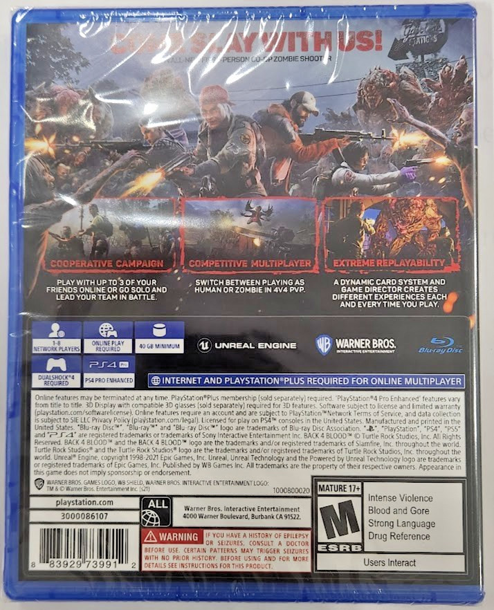 Back 4 Blood PS4 Brand New Game Special (US 2021 First Person Shooter)