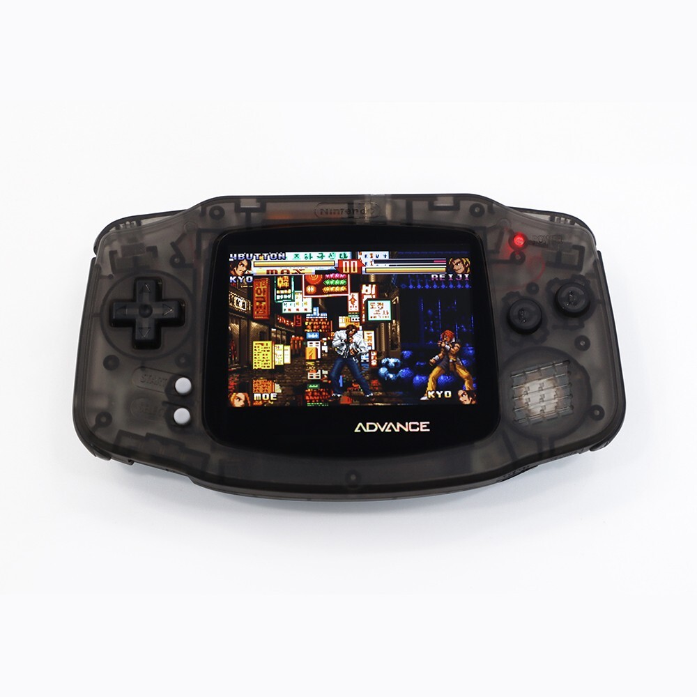 Clear Black Game Boy Advance Console with IPS V2 10 Backlight levels LCD Mod Kit