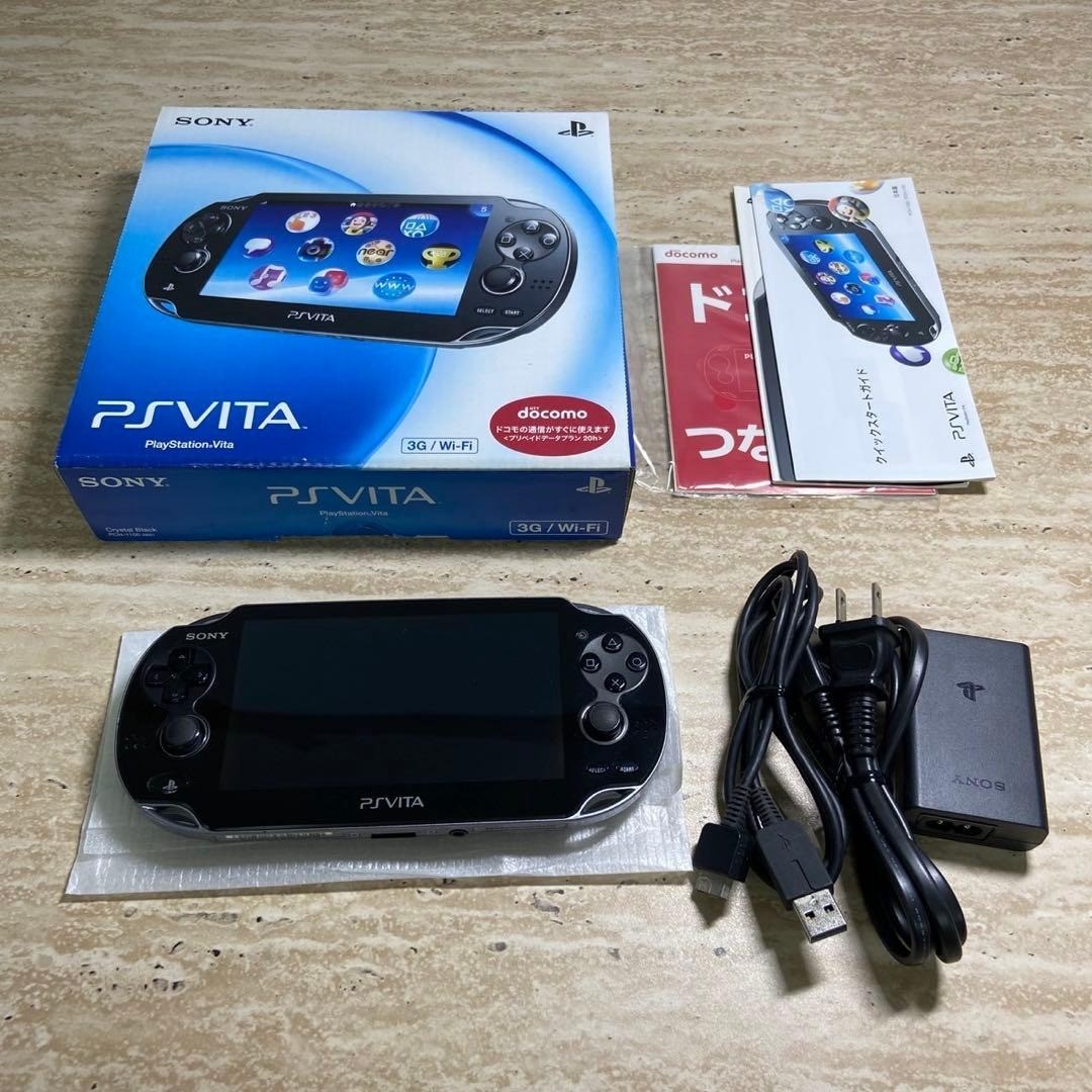 Sony PS Vita PCH-1100 Crystal Black 3G Wi-Fi CIB Near Mint Tested 7512