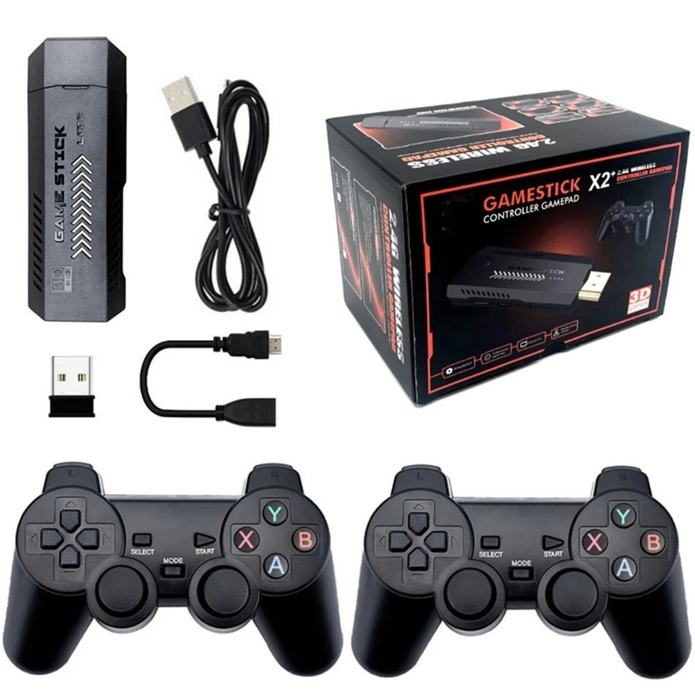 64GB, Wireless 4K Built-in Games HDMI TV Video Game Stick Console X2 Gamepad 游戏机