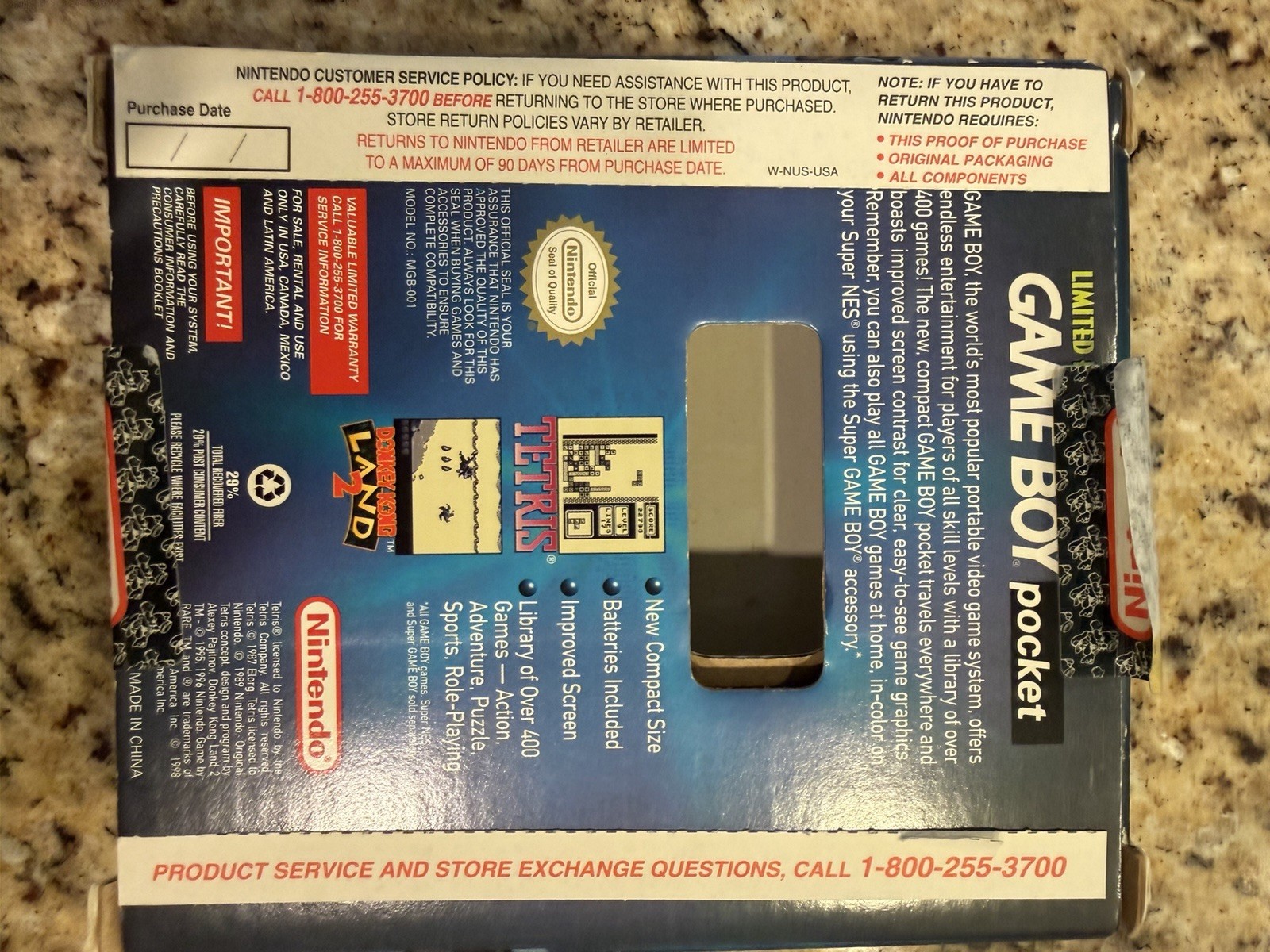 Nintendo Game Boy Pocket Ice Blue Limited Edition w/Box Tested Working