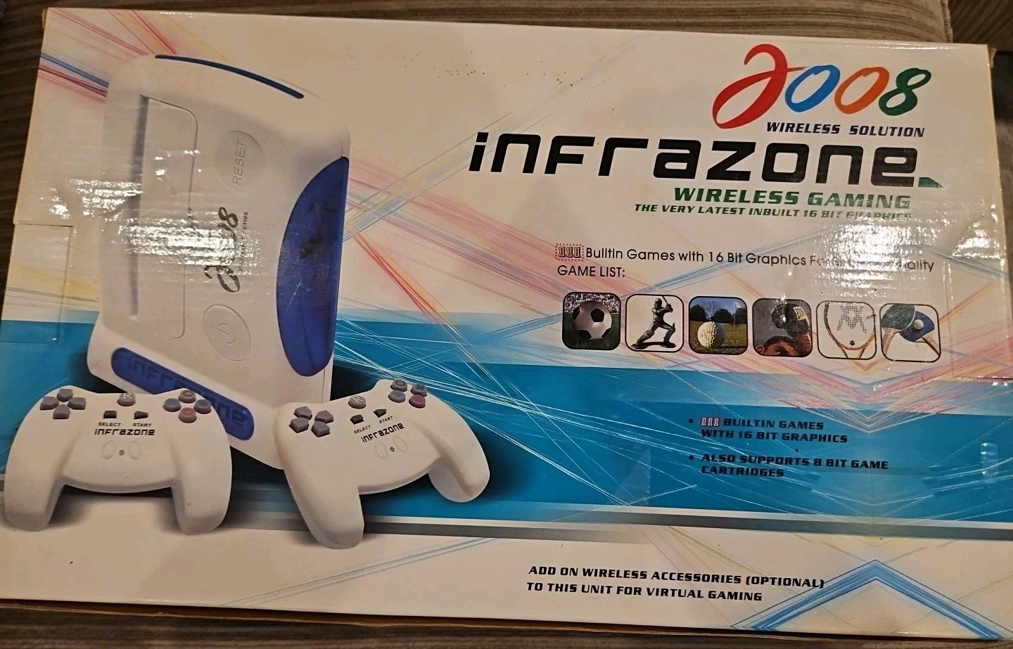 InfraZone 2008 Wireless Solution Home Console Wireless Gaming White Blue 16 Bit