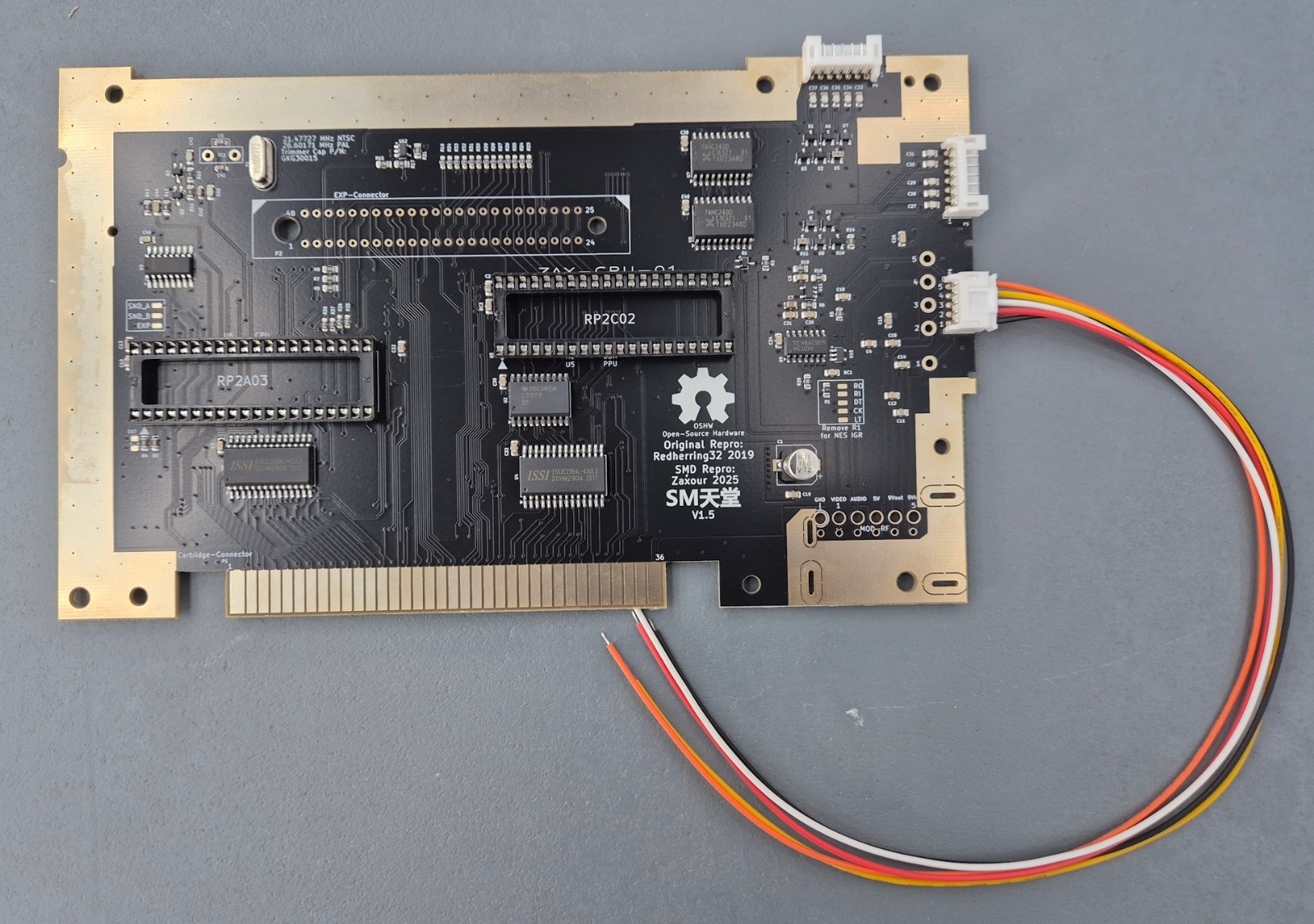 SMTendo Nintendo NES Motherboard V1.5 by Zaxour – ENIG Gold Assembled – NTSC PAL