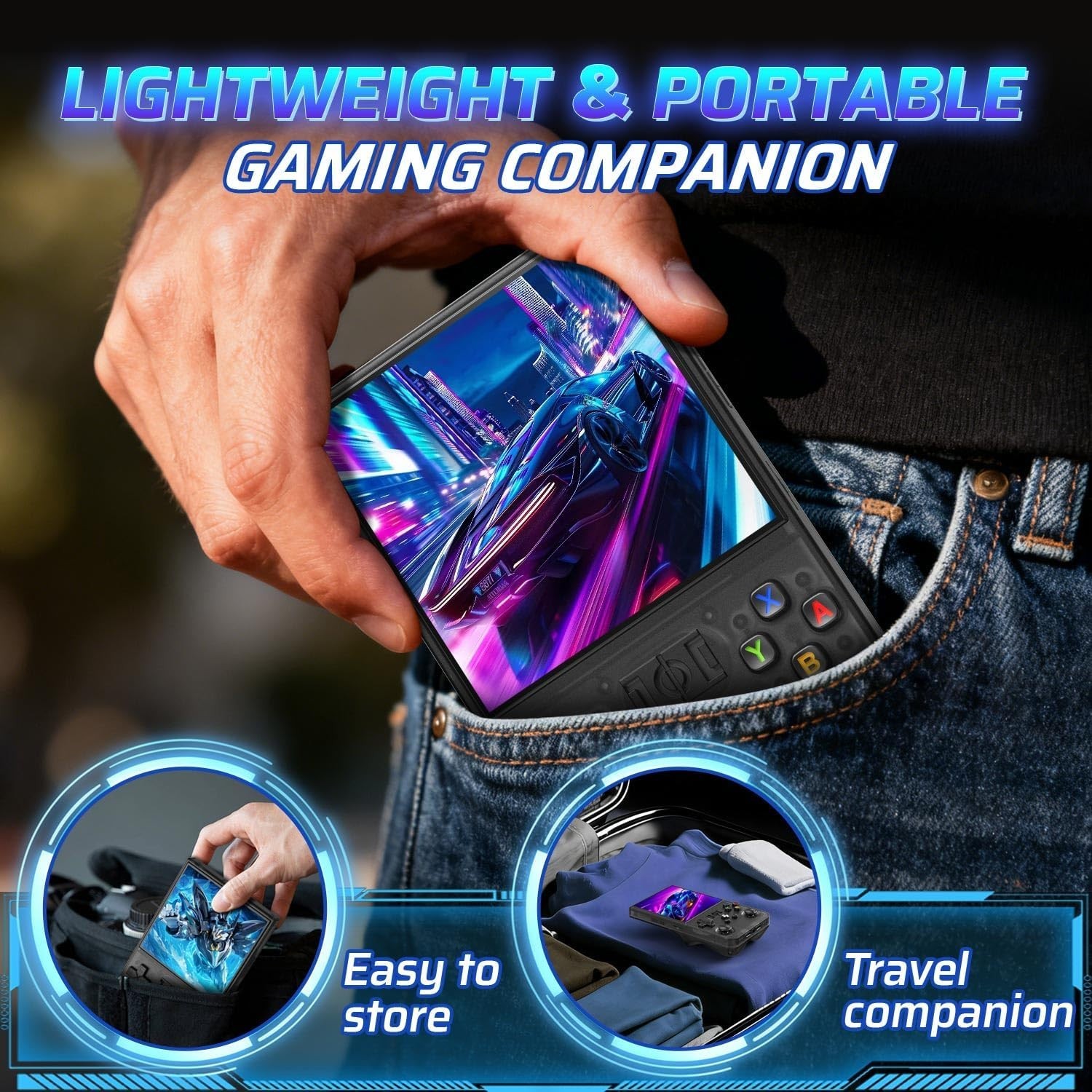 R36MAX Retro Handheld Game Console, 4.0 Inch IPS HD Screen Portable Retro Gam…
