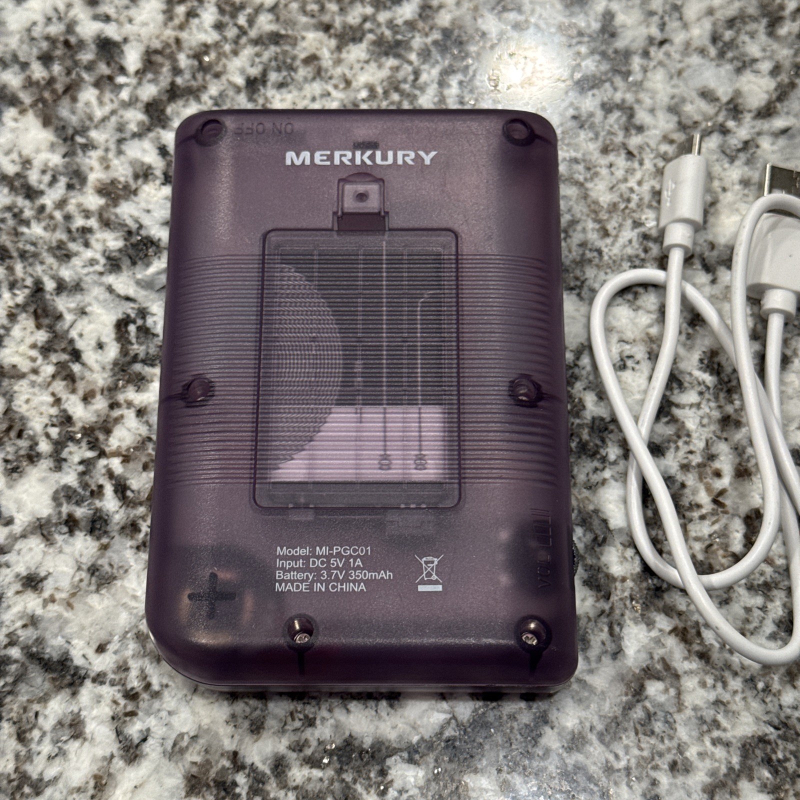 Merkury MI-PGC01 Purple Clear Handheld Video Game Console Rechargeable Battery