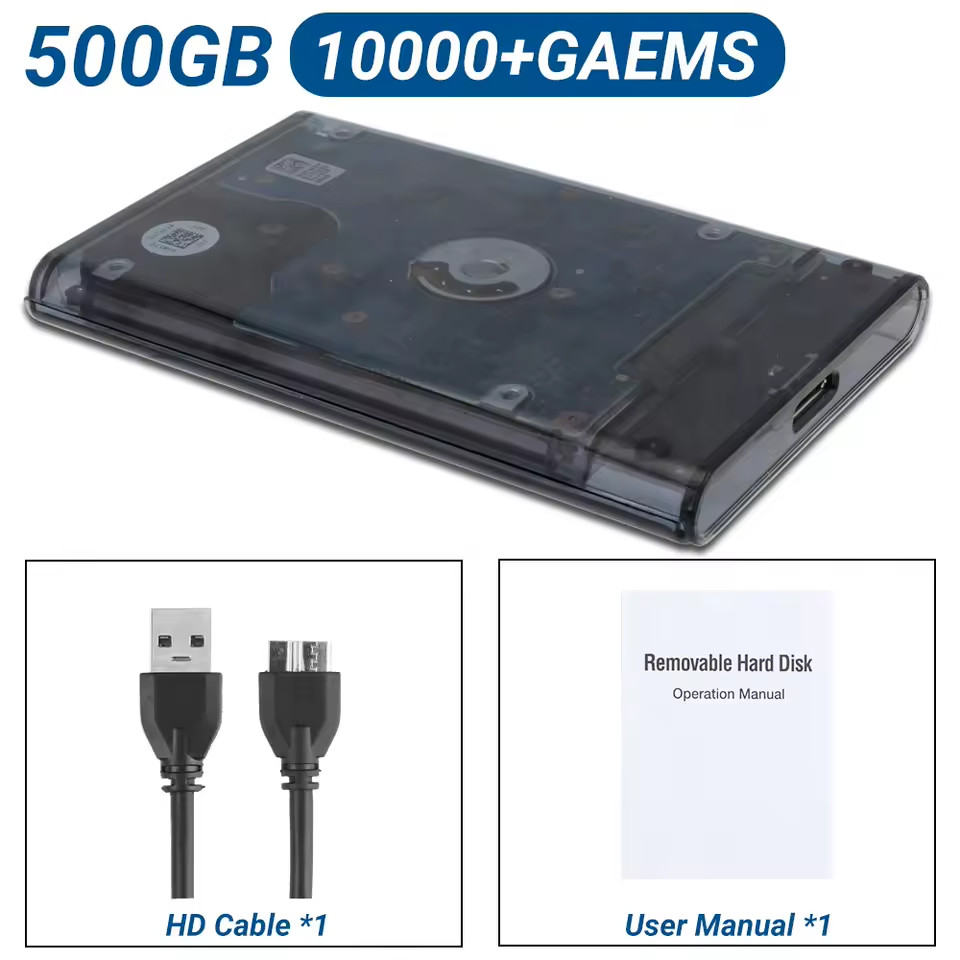 500GB Retro Game HDD 14,000 Games 30 Emulators Plug & Play
