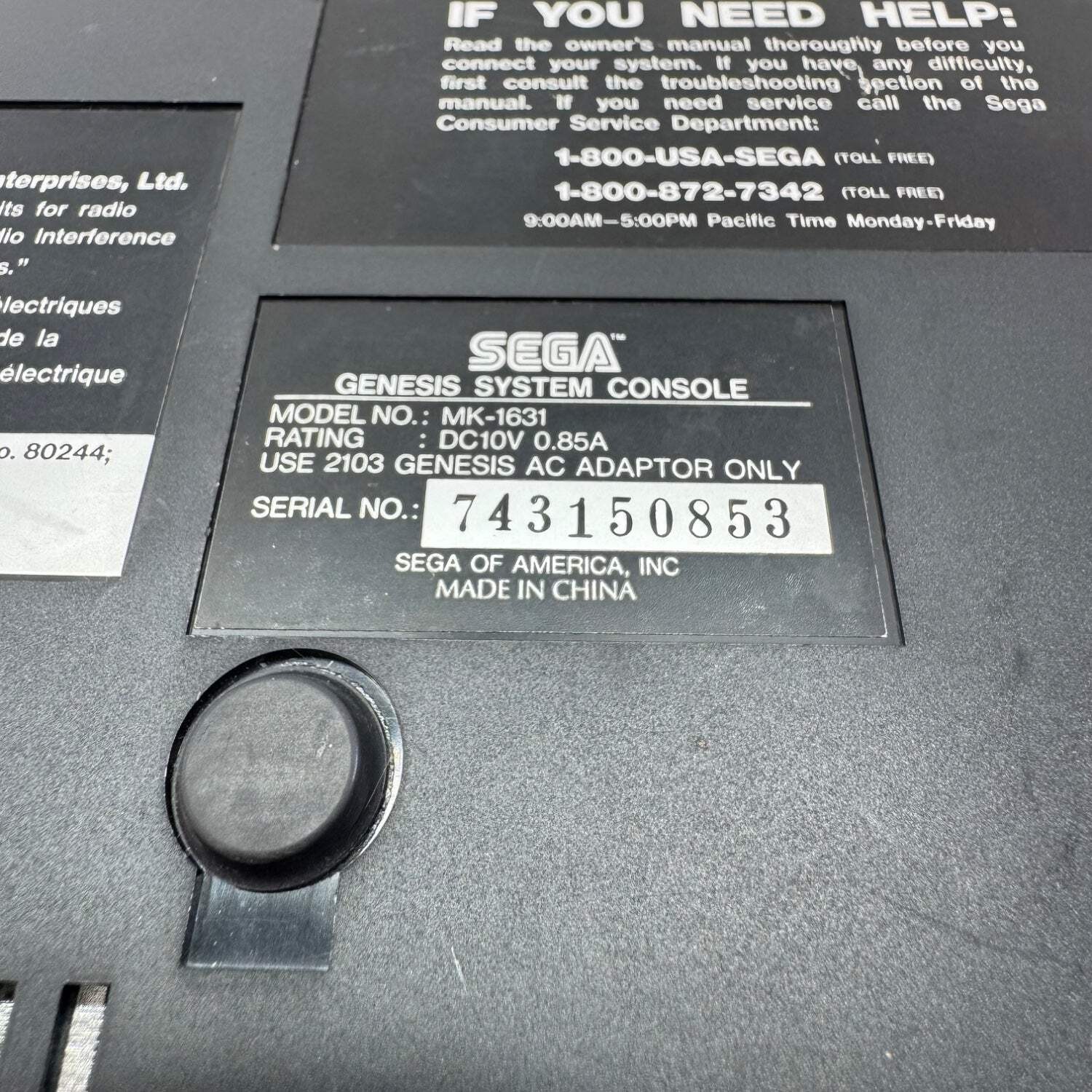 Sega Genesis Console Gaming System Black MK-1631