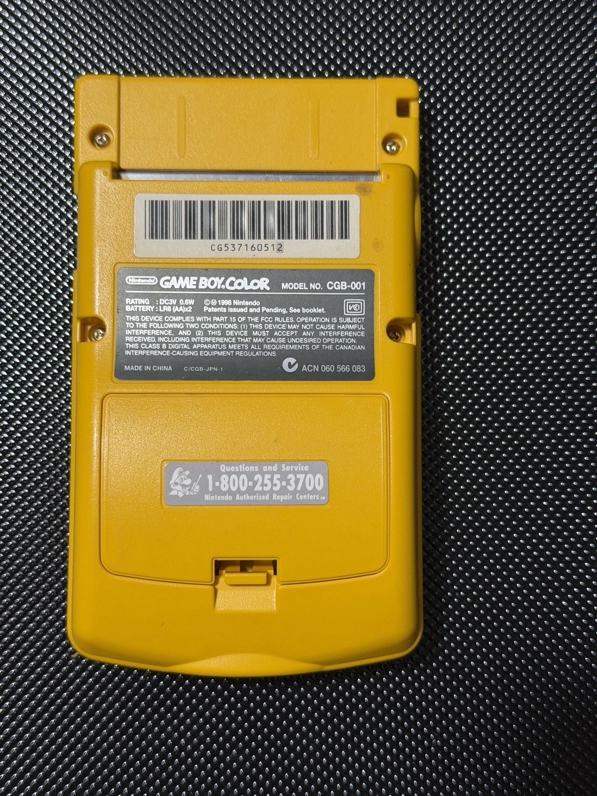 Game Boy Color – Yellow – Tested & Working – Pokemon Games Crystal, Gold, Blue