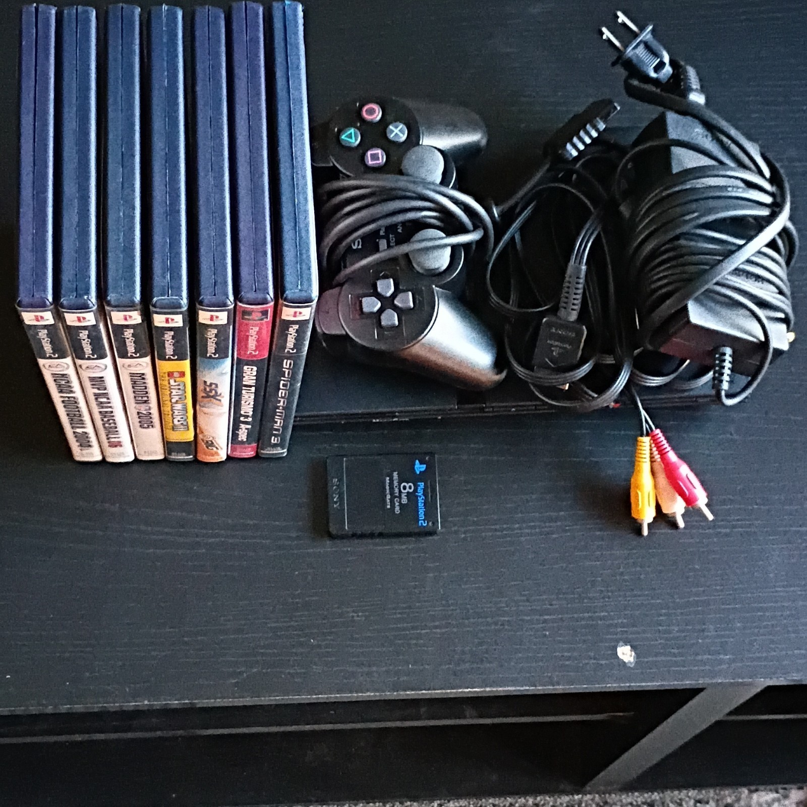 PS2 Slim Console Spiderman 3 Bundle: 7 Games, Controller & Memory Card (Tested)