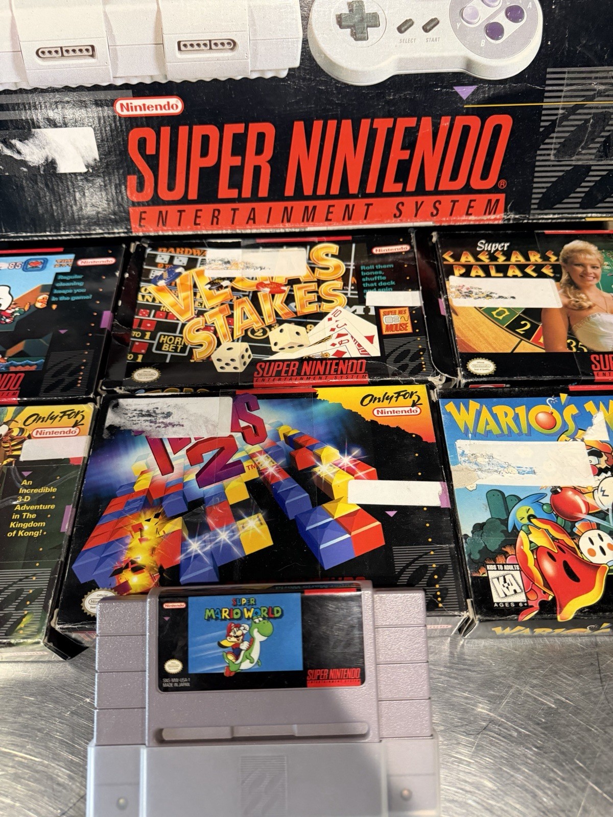 Super Nintendo SNES Console Super Set Near Complete Super Mario World+Games!