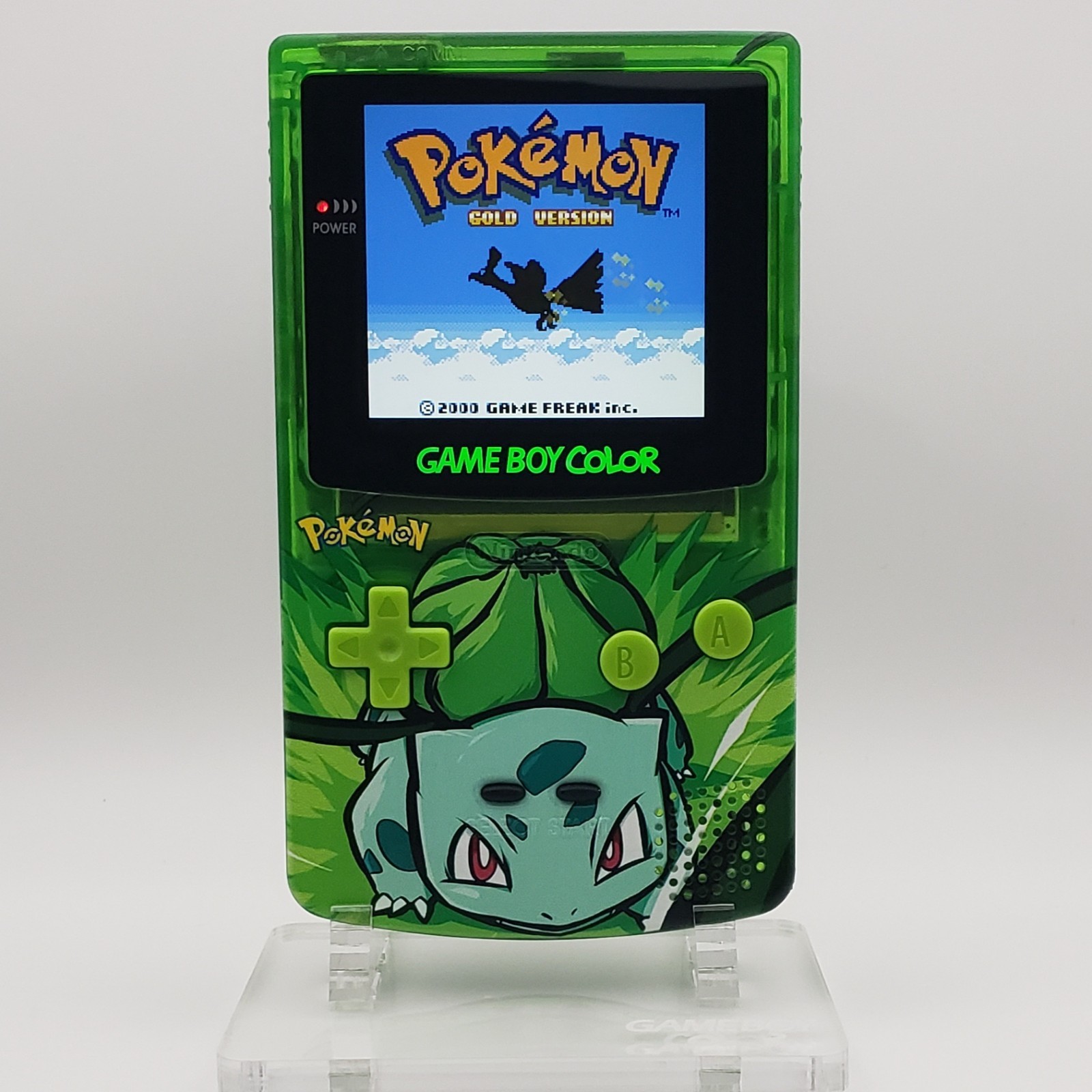 Bulbasaur Game Boy Color w/ Laminated Backlit IPS Screen, New Speaker, Recapped