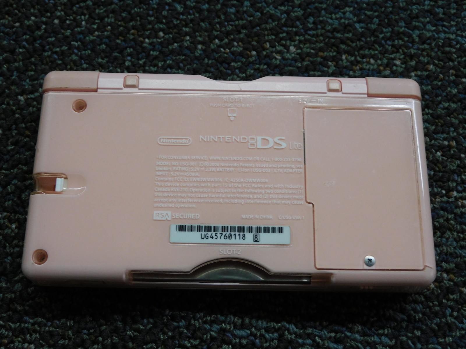Broken Nintendo DS Lite System Portable Gaming Console – Coral Pink