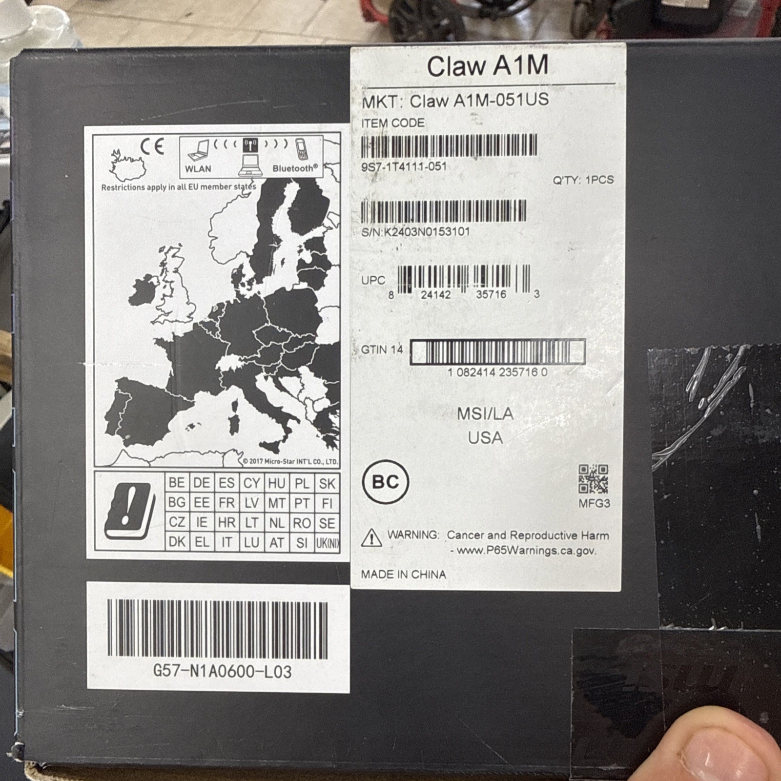 MSI Claw 7″ – Intel Core Ultra 7 155H – 16GB RAM – 512GB – Windows 11 – Black