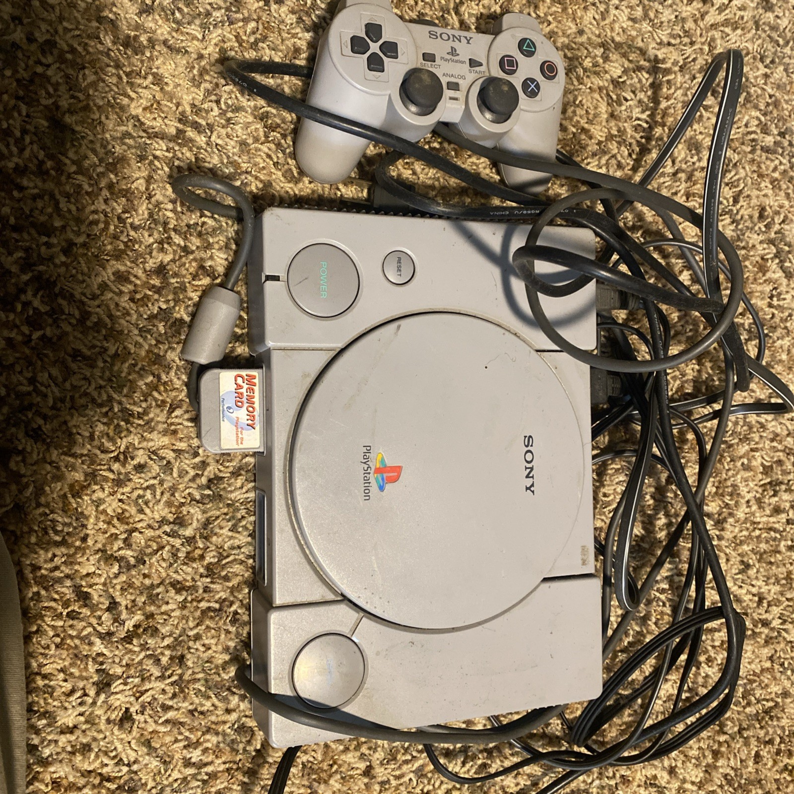 Sony PlayStation 1 Gray Game Console And Controller READ