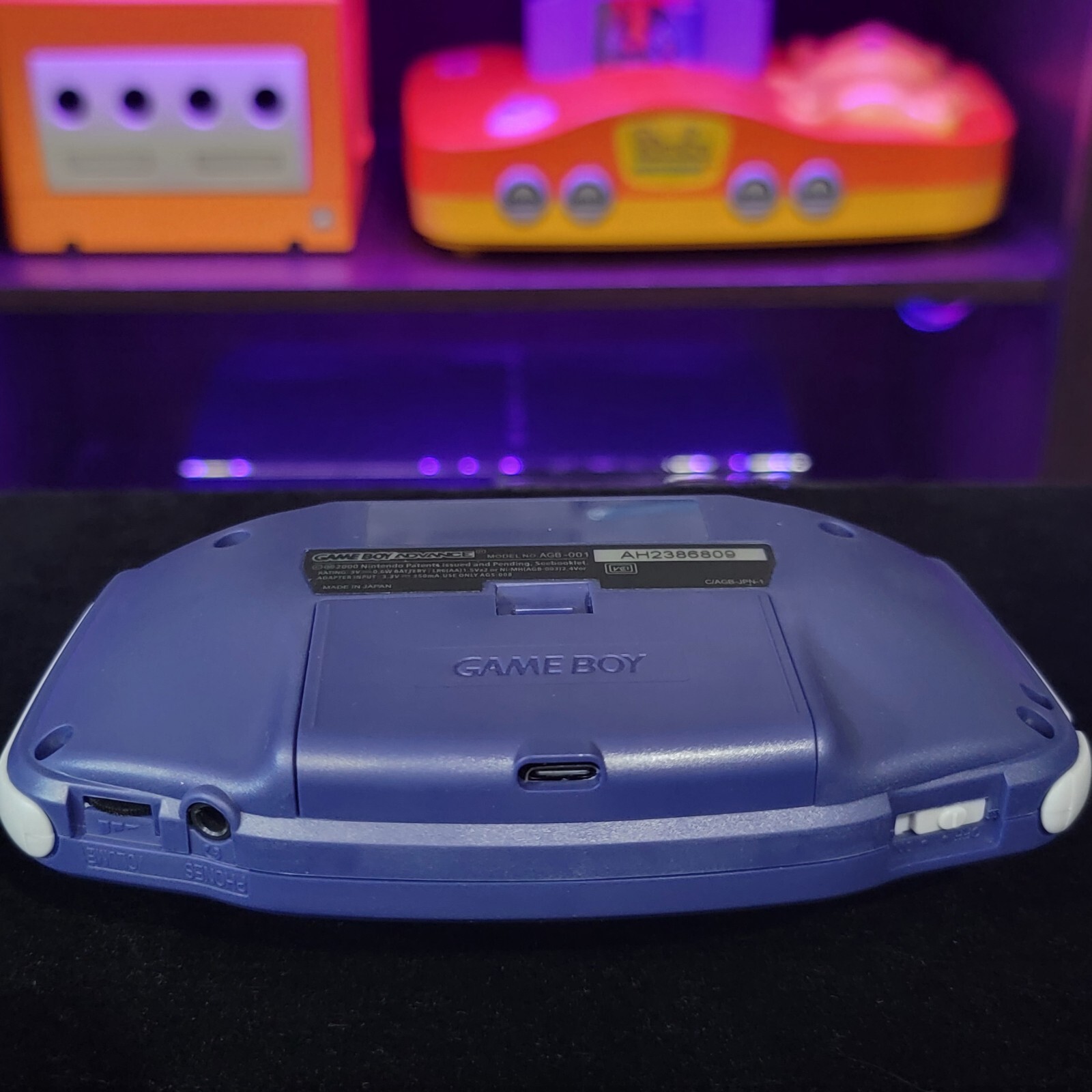 Indigo Game Boy Advance GBA iPS Backlit LCD USB-C 1800 mAh Rechargeable Battery
