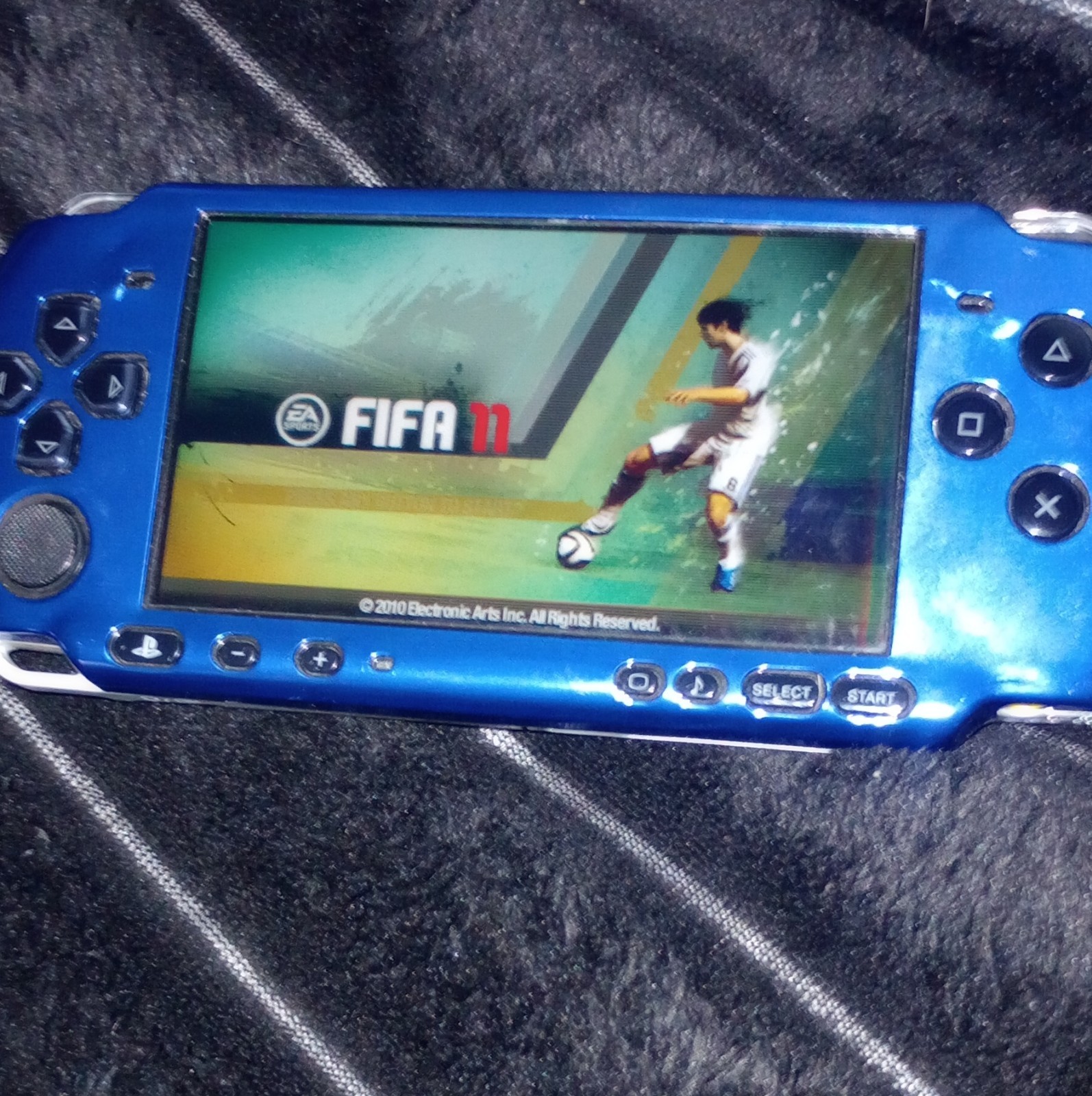 Sony PSP-3001 Blue & Black Handheld Console with FIFA Soccer 11 and charger