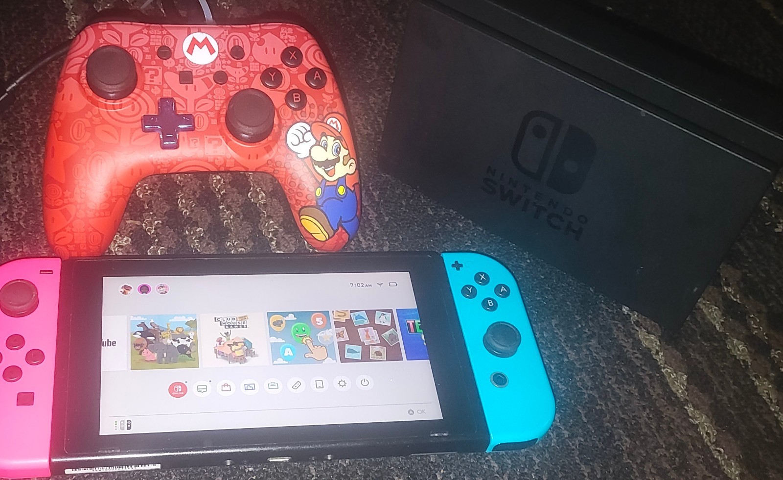 Nintendo Switch 32GB bundle with Mario controller TV doc joycon steering wheel t