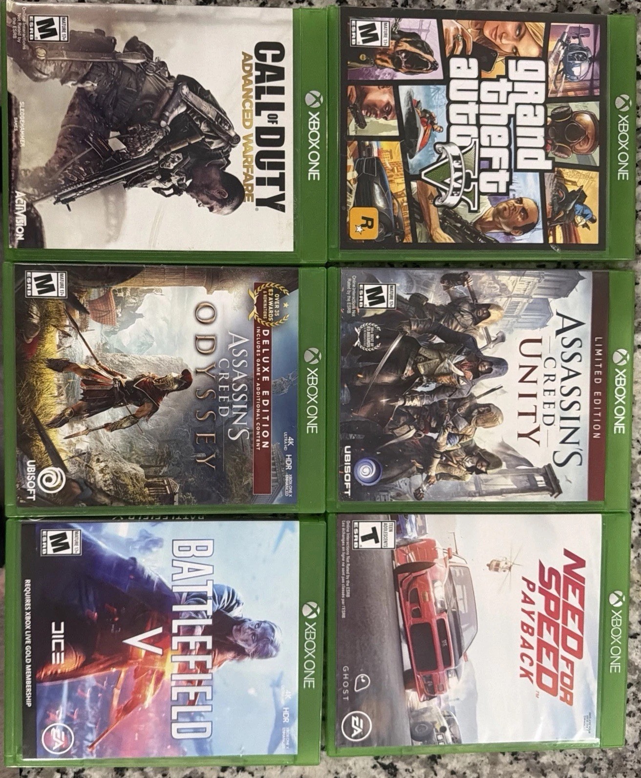 Xbox One Console Bundle 3 Controllers + Box + 9 Games GTA V Witcher 3 COD Bundle