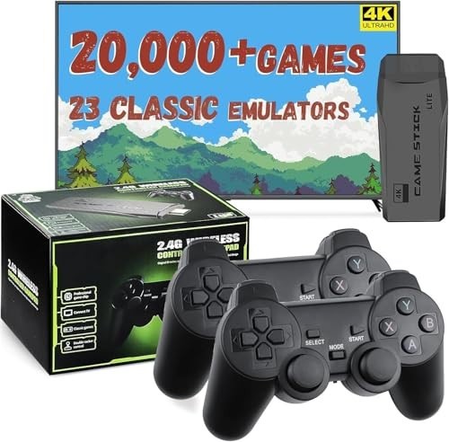 Retro Gaming Console with 20,000+ Classic Games, 23 Emulators, Dual Wireless Con