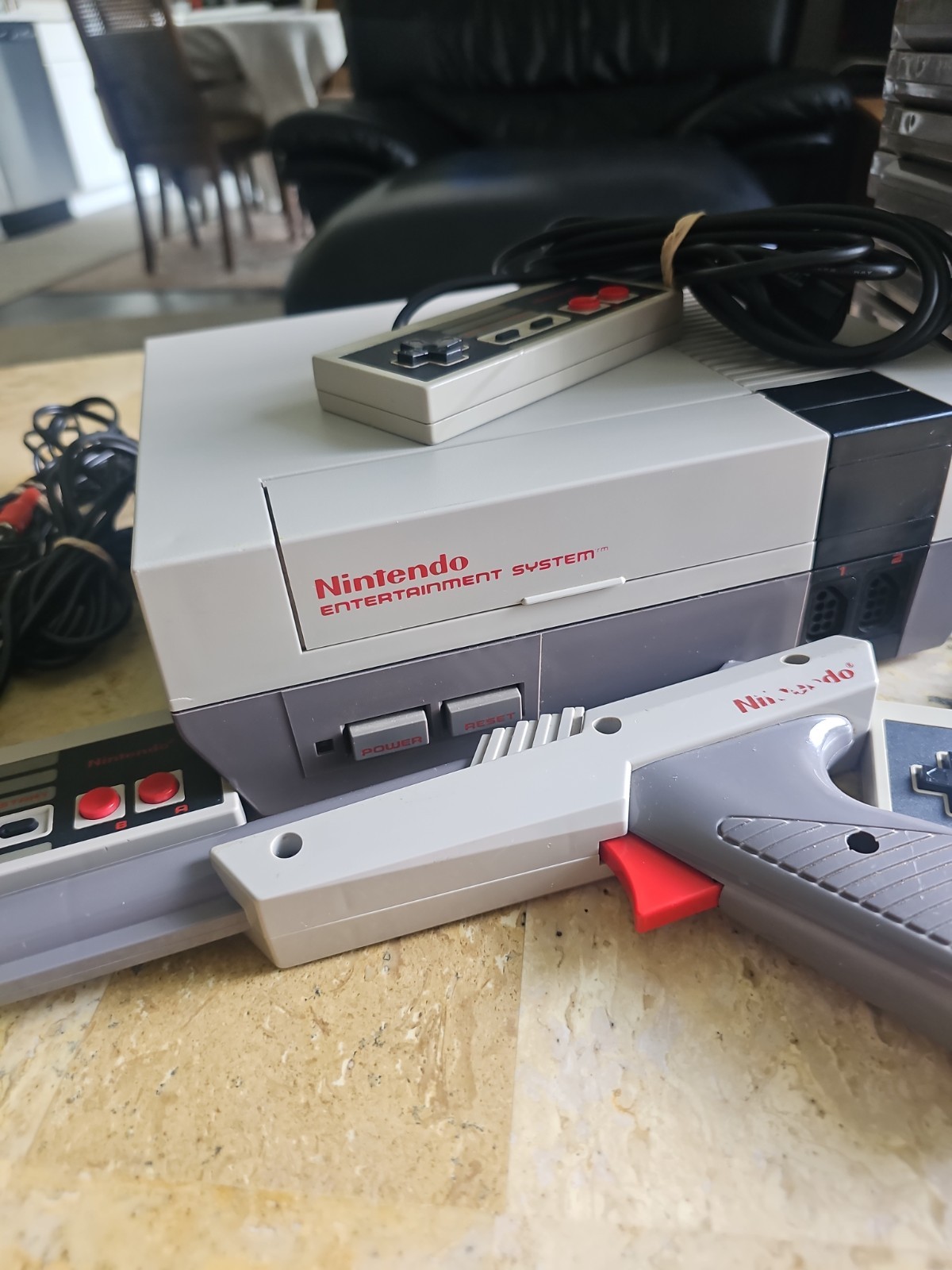 Original Nintendo NES Console Bundel Gun,3 Controllers,15 Games Tested Works