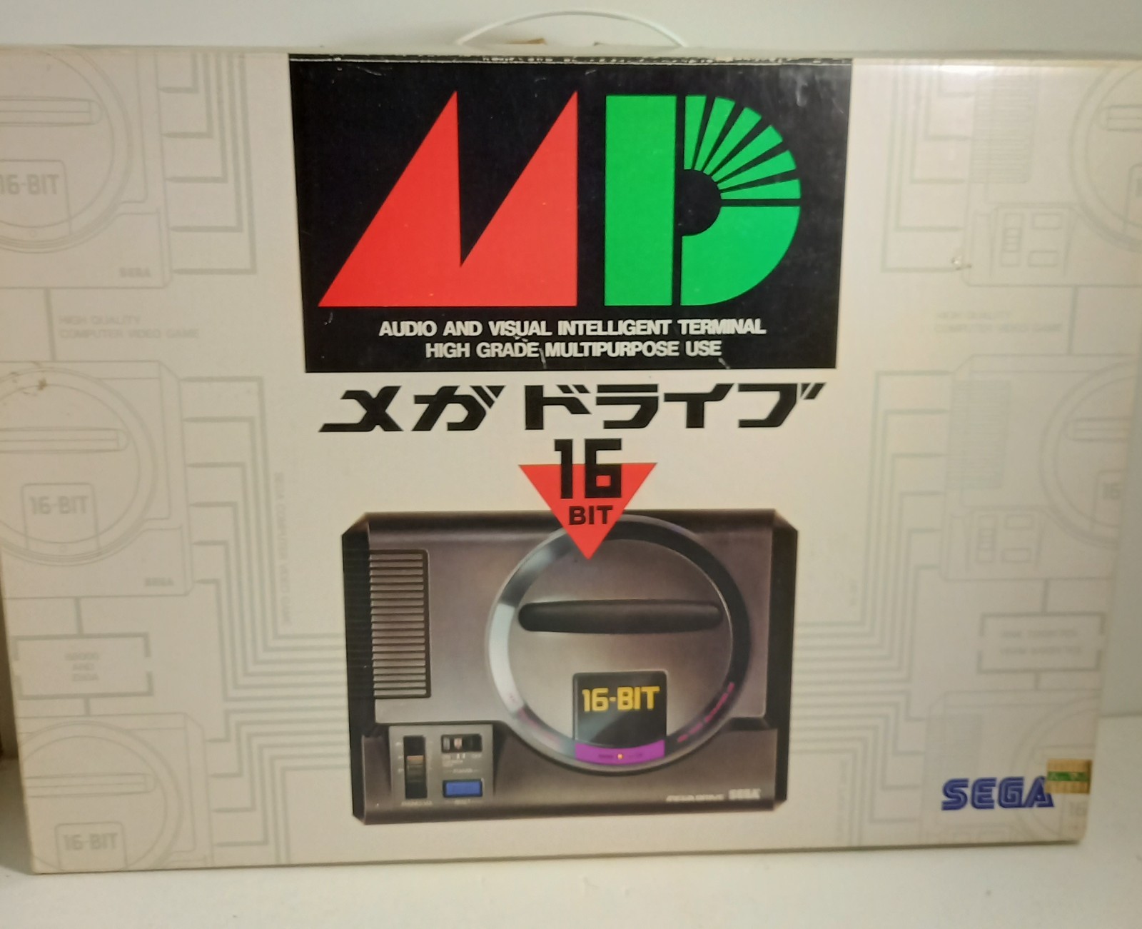 SEGA Sega Mega Drive MD HAA-2510 Black Color W/AC adapter Controller Box Manual