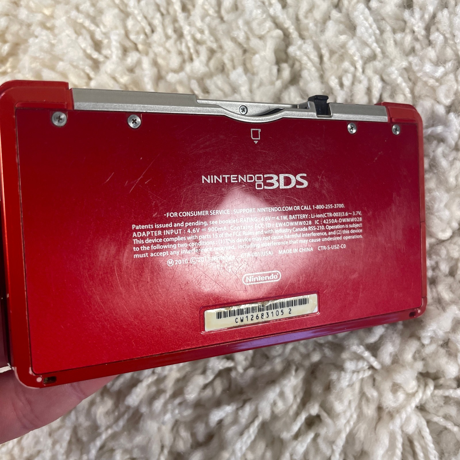 Nintendo 3DS Flame Red Handheld Console System CTR-001 Tested