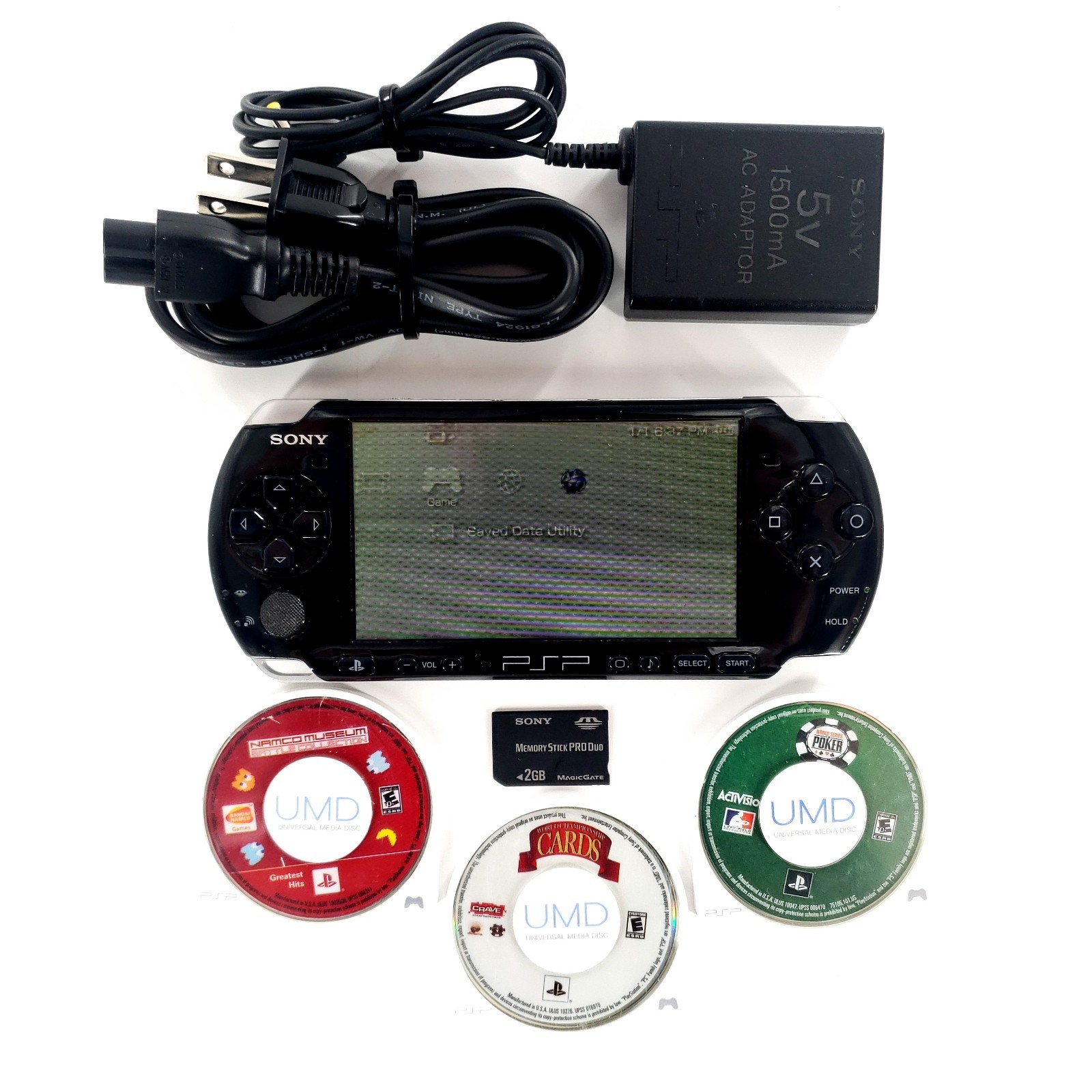 Sony PSP 3000 Handheld Console Bundle w/ 3 Games, 2GB Card, Charger Tested Works