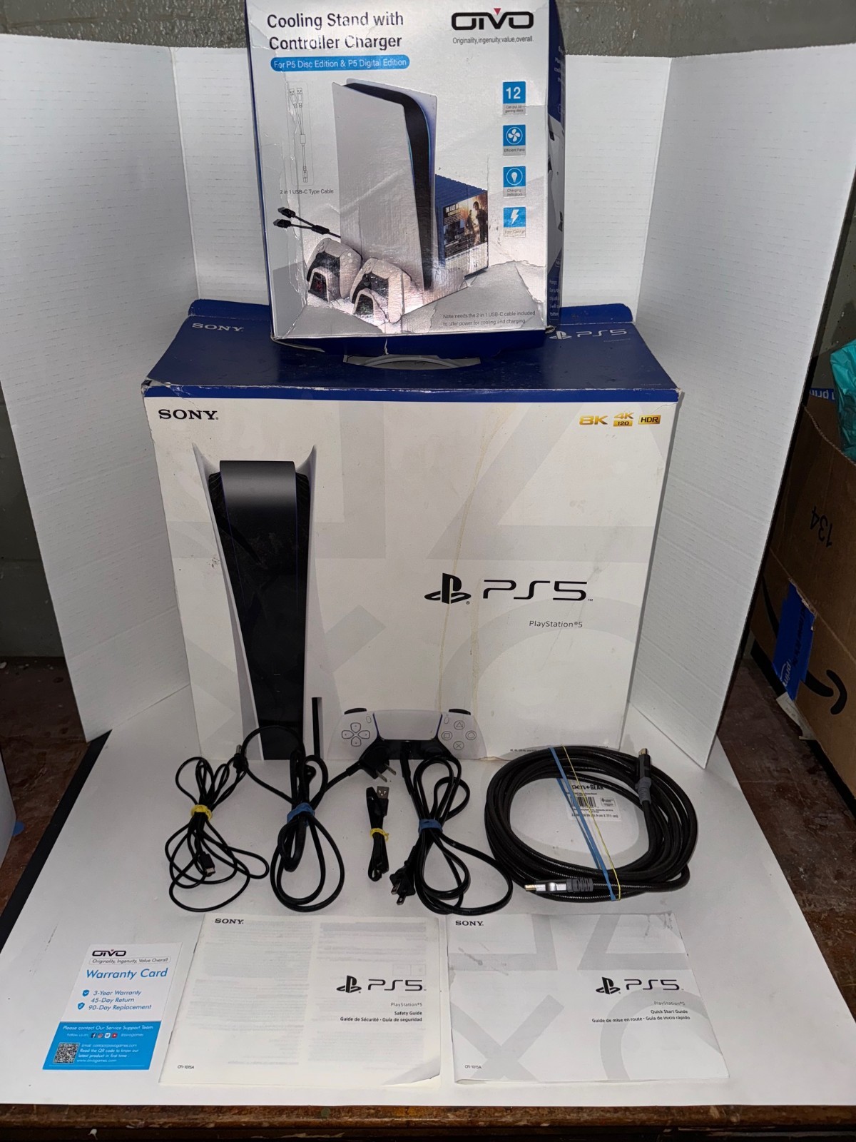 Sony PlayStation 5 Disc Edition 825GB Home Console White. With Cooling Stand.