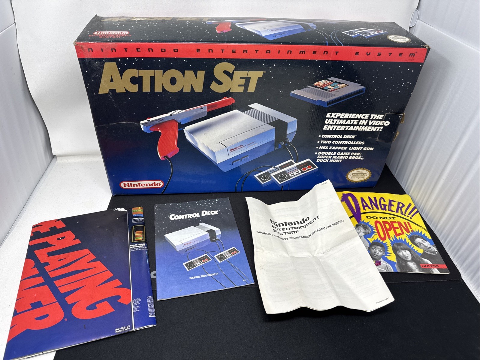 Nintendo NES Action SetConsole Empty Box, Poster, Manual, Inserts ONLY *READ*