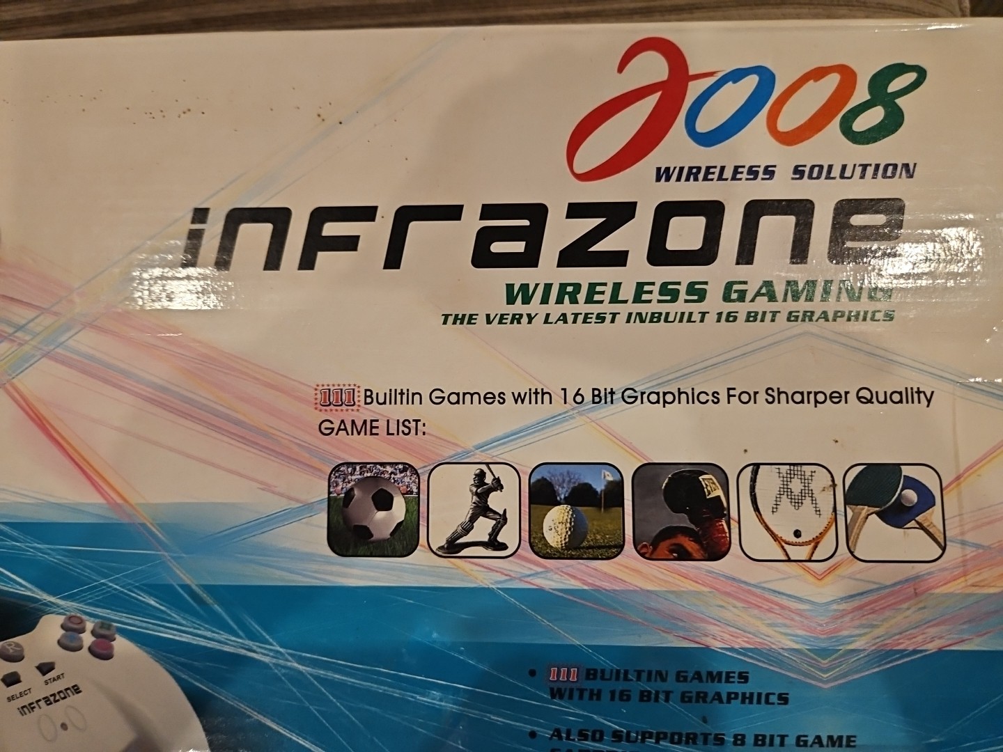InfraZone 2008 Wireless Solution Home Console Wireless Gaming White Blue 16 Bit