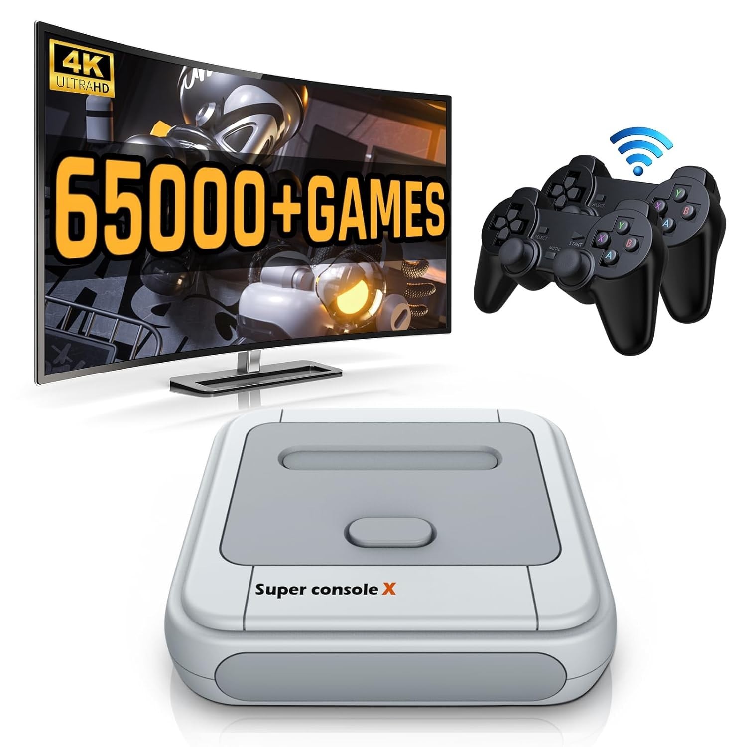 65,000+ Retro Games Console with 2.4GHz Wireless Controllers – Super Console X