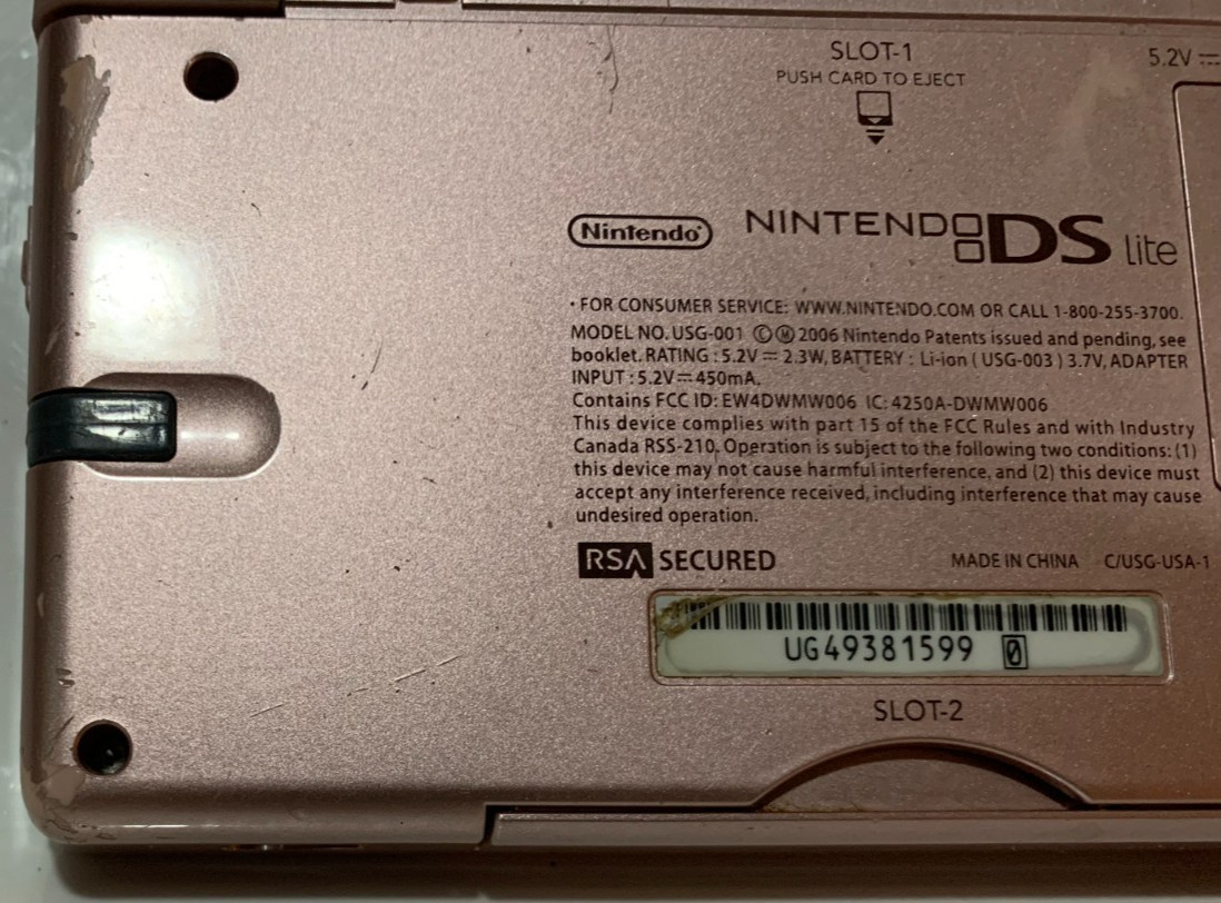 Nintendo DS Lite Metallic Rose Pink Handheld USG-001 FULLY Tested Guaranteed