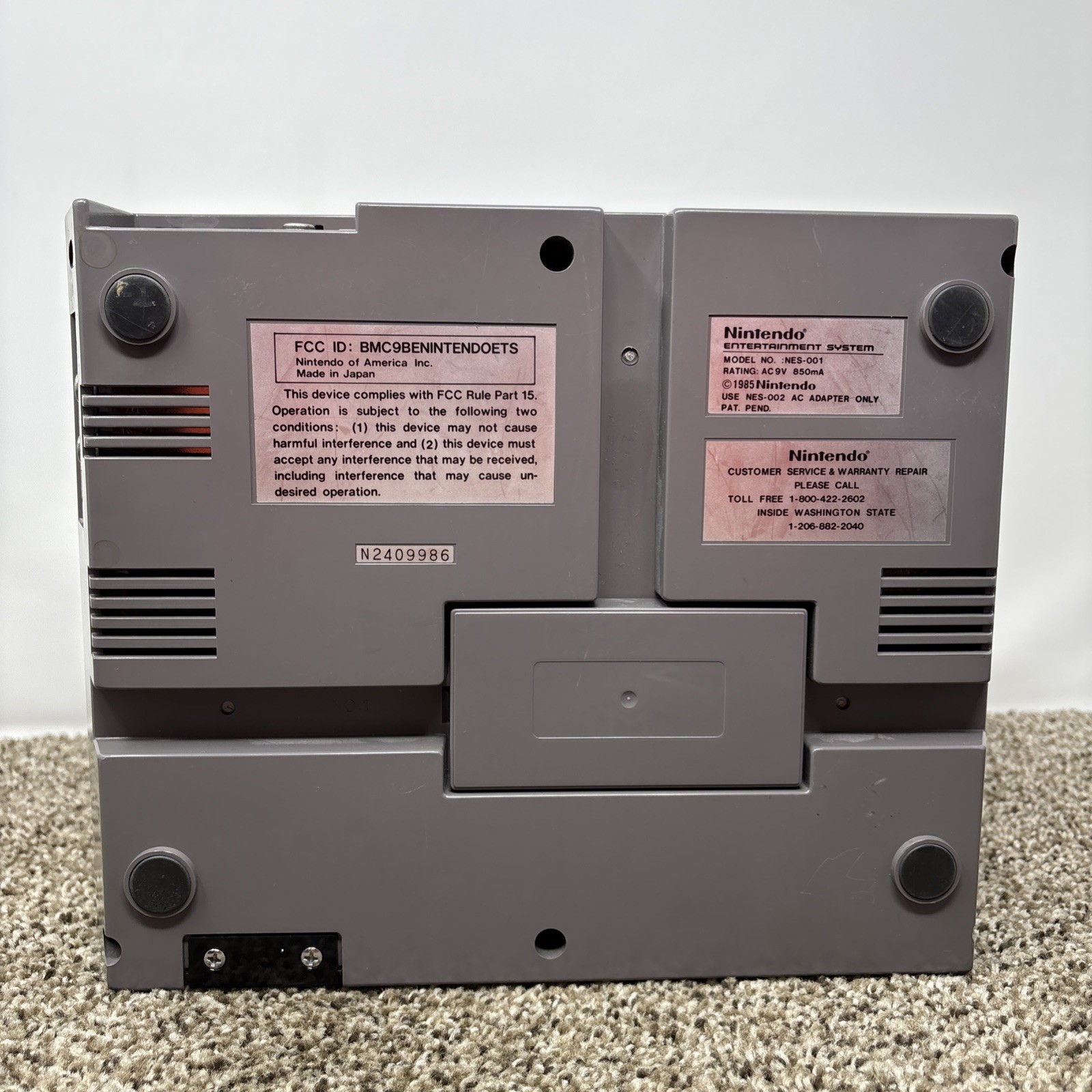 1985 Original NES Nintendo System Console + New 72 Pin Authentic Tested Bundle