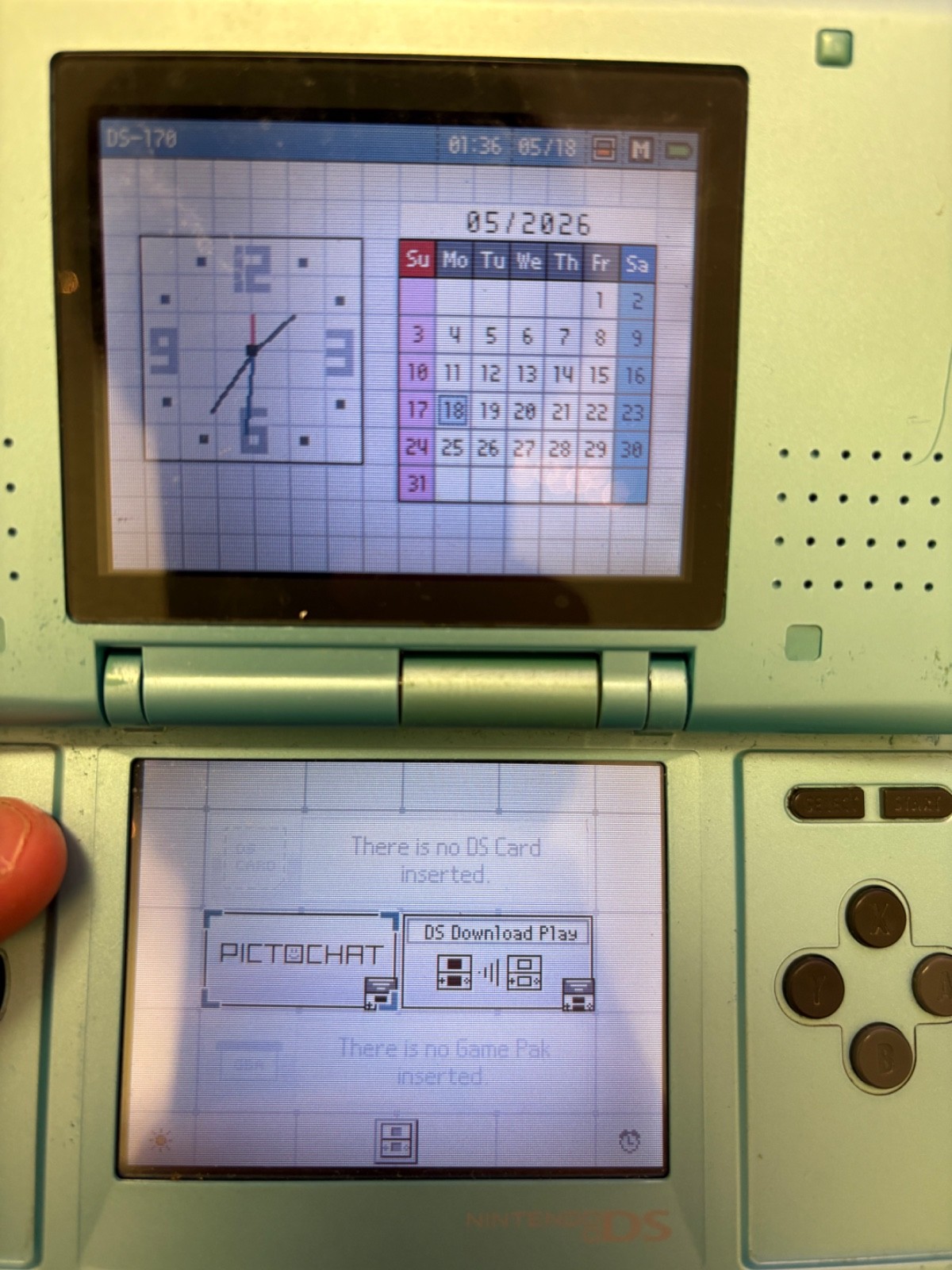 Nintendo DS Turquoise Blue Handheld System – Fair Condition – TESTED AND WORKING