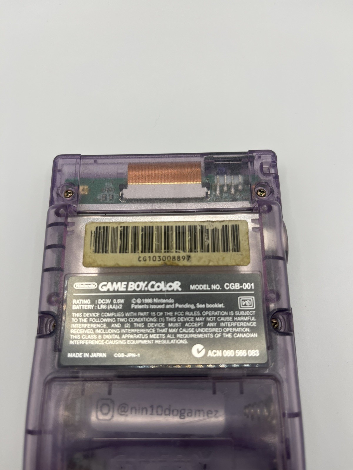 Nintendo Game Boy Color Handheld System Atomic Purple Working