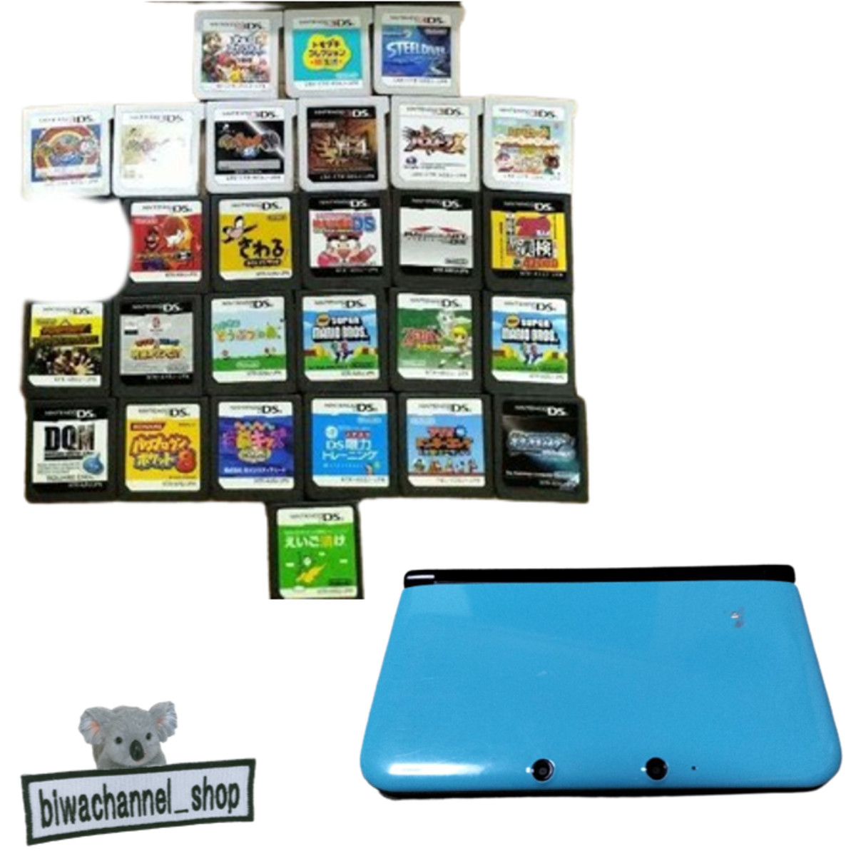 Nintendo 3DS XL LL Console Limited Pack Turquoise x Black + 27 Game Software