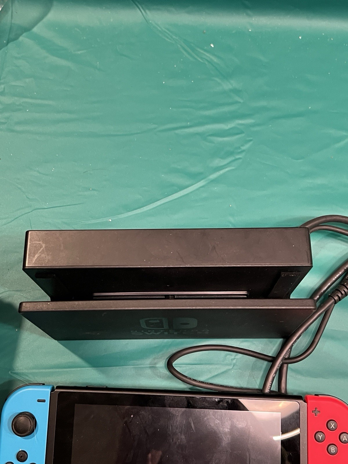 Nintendo Switch System Console w/Neon Red & Blue Joy-Cons + Dock & Extras
