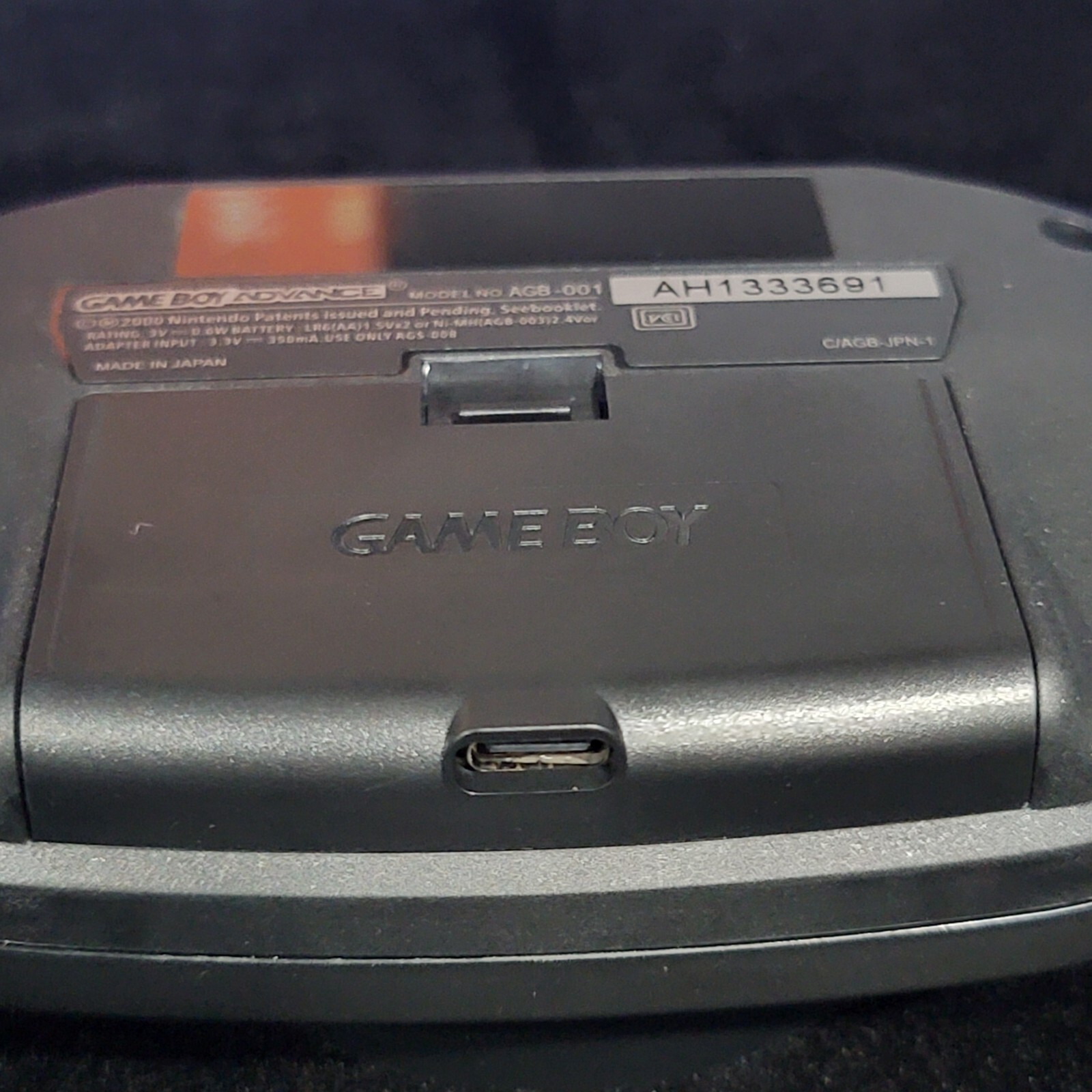 Black Game Boy Advance GBA iPS LCD USB-C 1800 mAh Rechargeable Battery