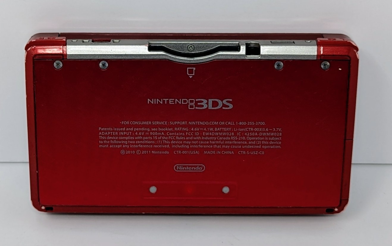 Nintendo 3DS Flame Red Handheld System Bundle w/ Charger – Screen Dent – Tested!
