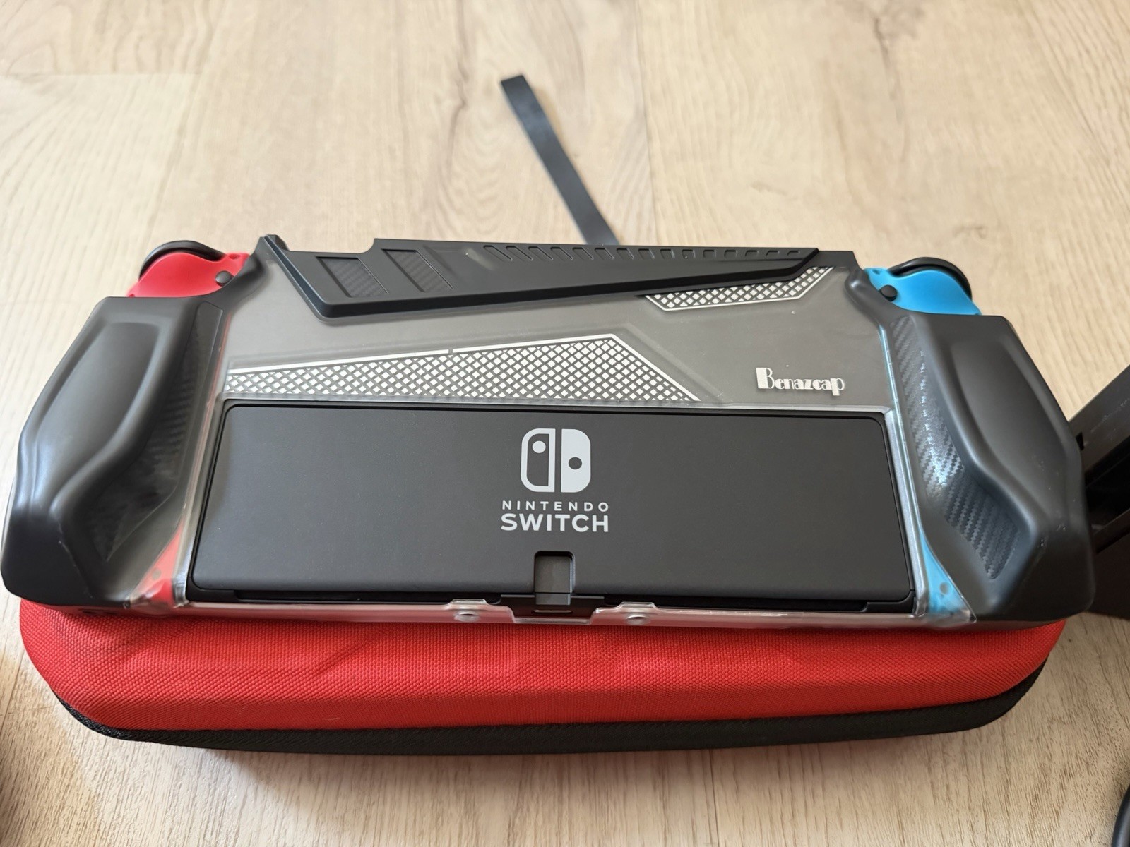 Nintendo Switch OLED 64GB Neon Blue/Red | Bundled w/ Grip Case & Carrying Case