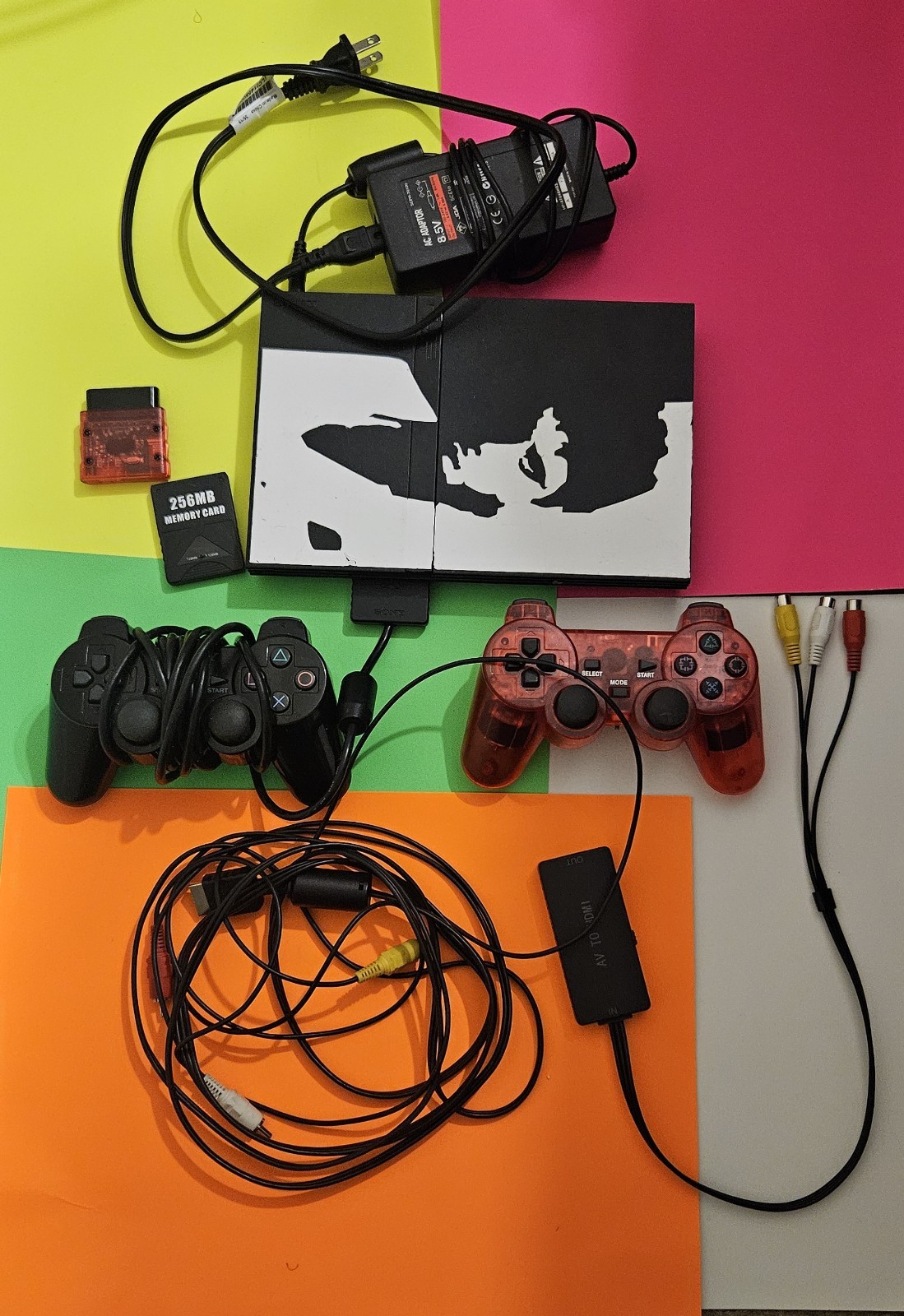 PS2 Slim Bundle*Console, Cords, 2 Controllers, 256MB Mem Card +++ TESTED