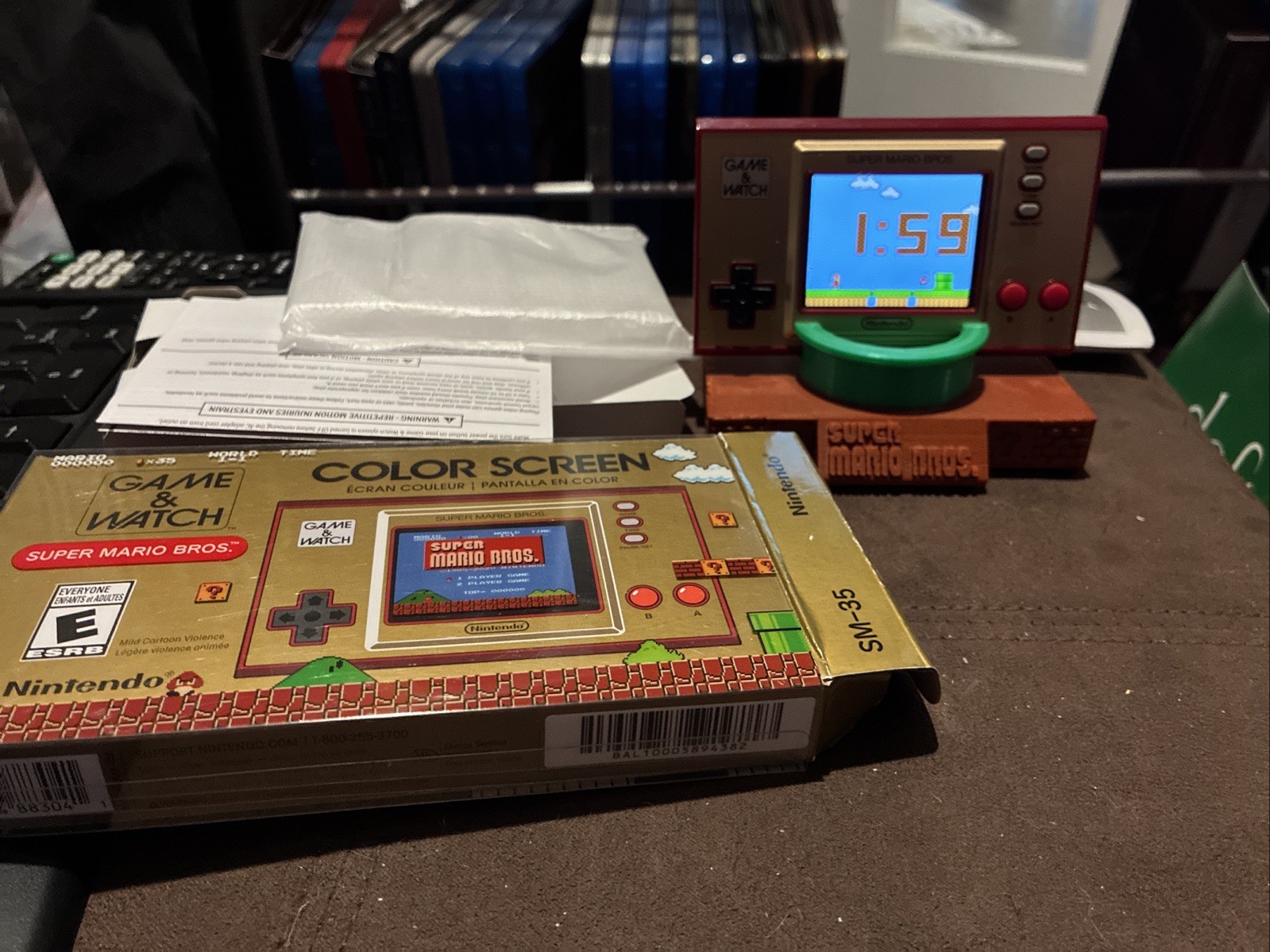 Nintendo Super Mario Bros Handheld Game and Watch w/ Color Screen/ Display Stand