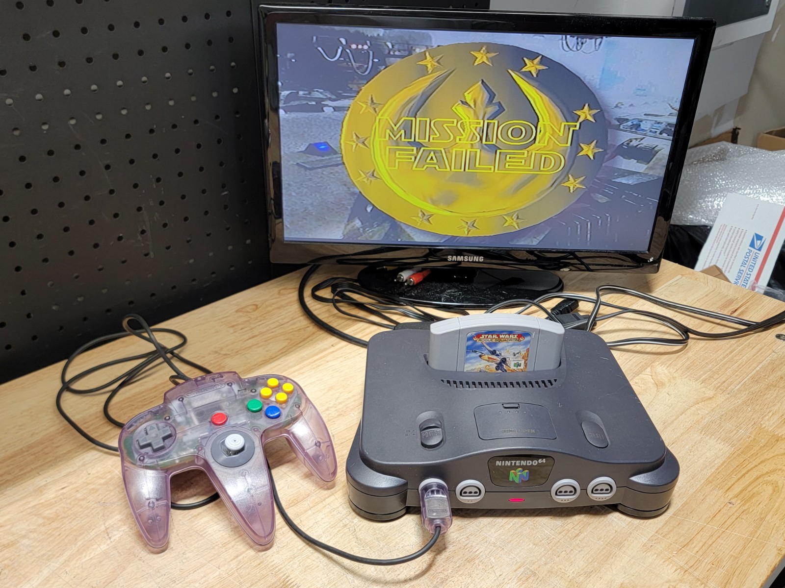 Nintendo 64, N64 System Console Bundle W/ Purple Controller ALL OEM PARTS *READ*