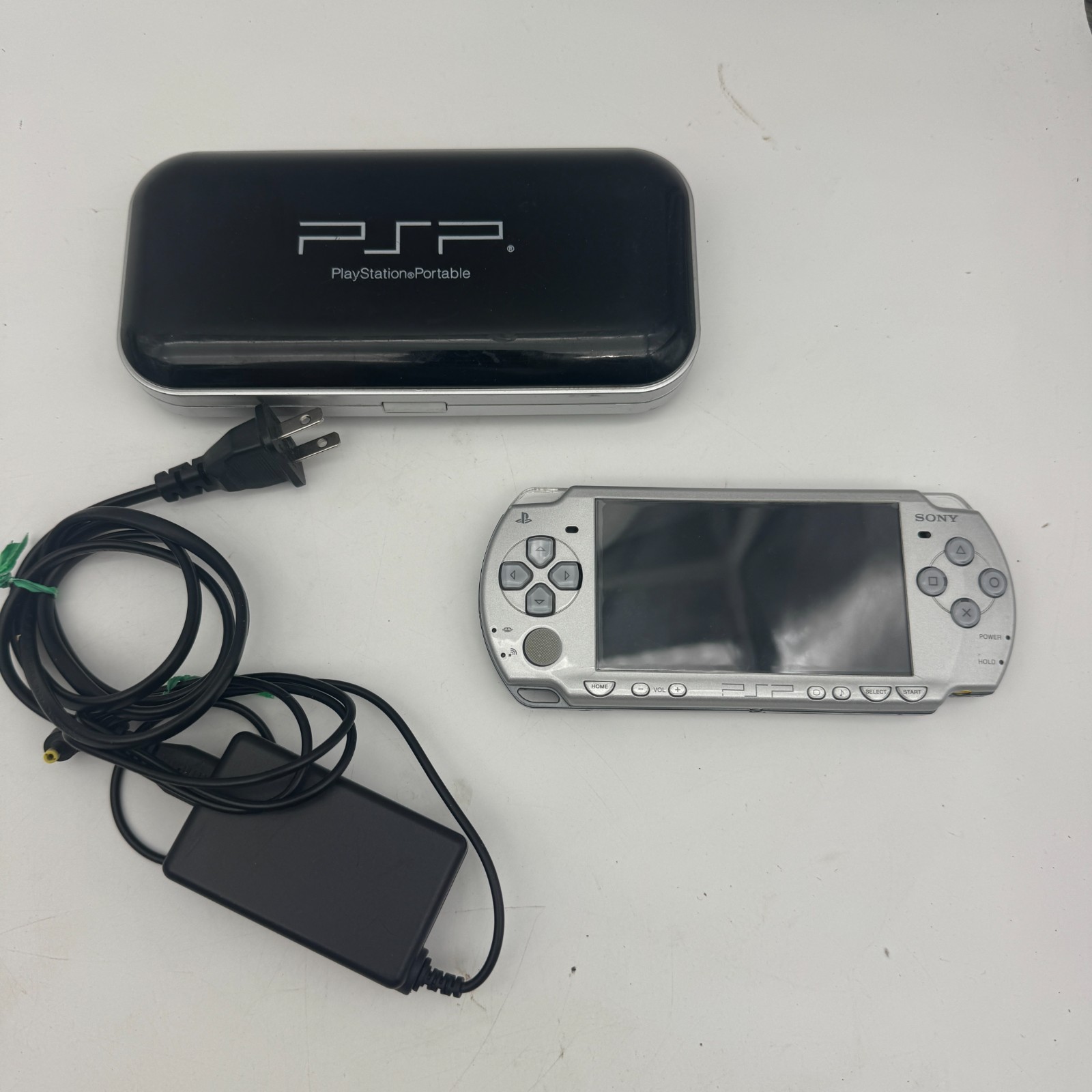Silver PSP 2001 w/ Battery, Charger, Screen Protector (INCLUDES MEMORY STICK)