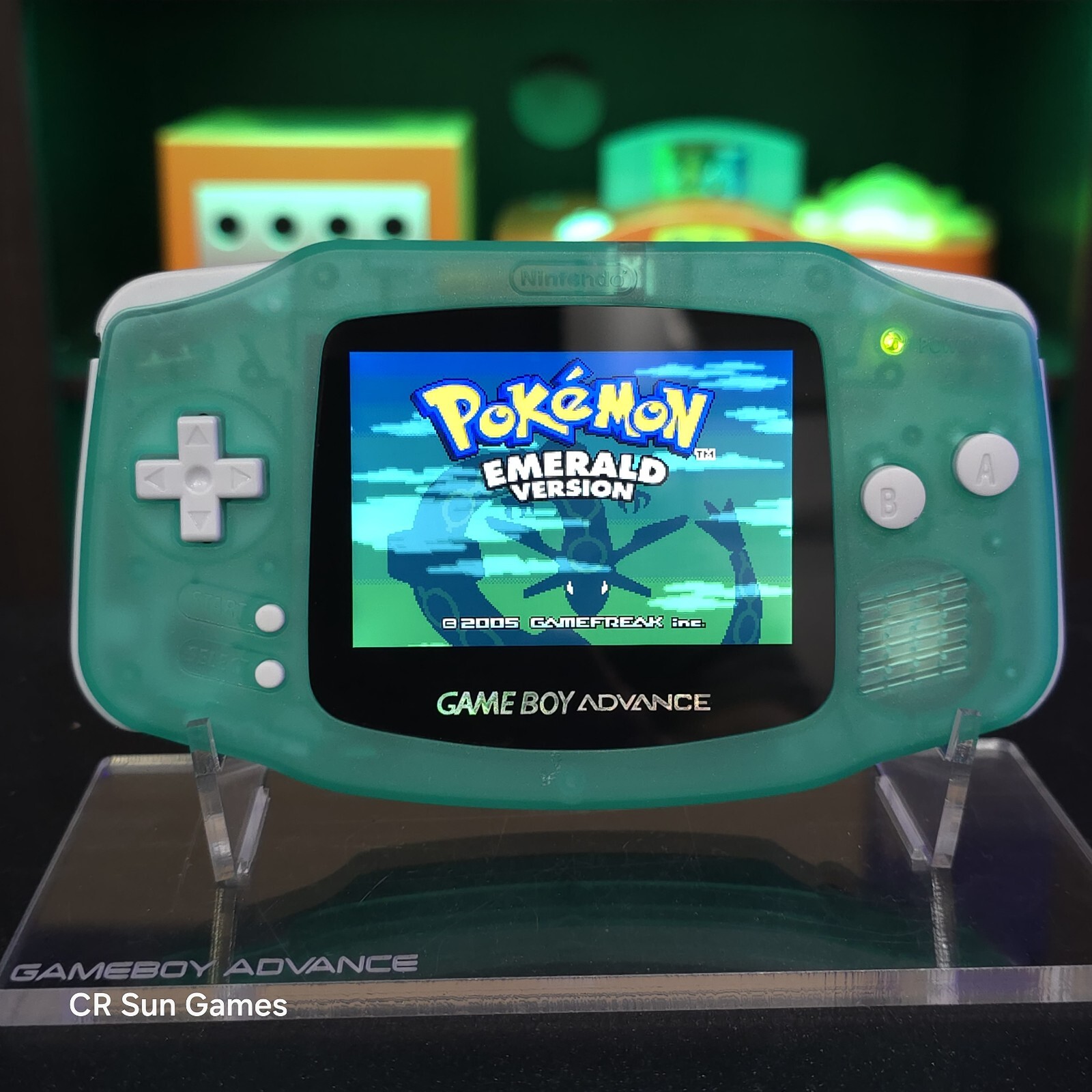 Teal Glow In The Dark GameBoy Advance GBA Console with iPS Backlight LCD MOD