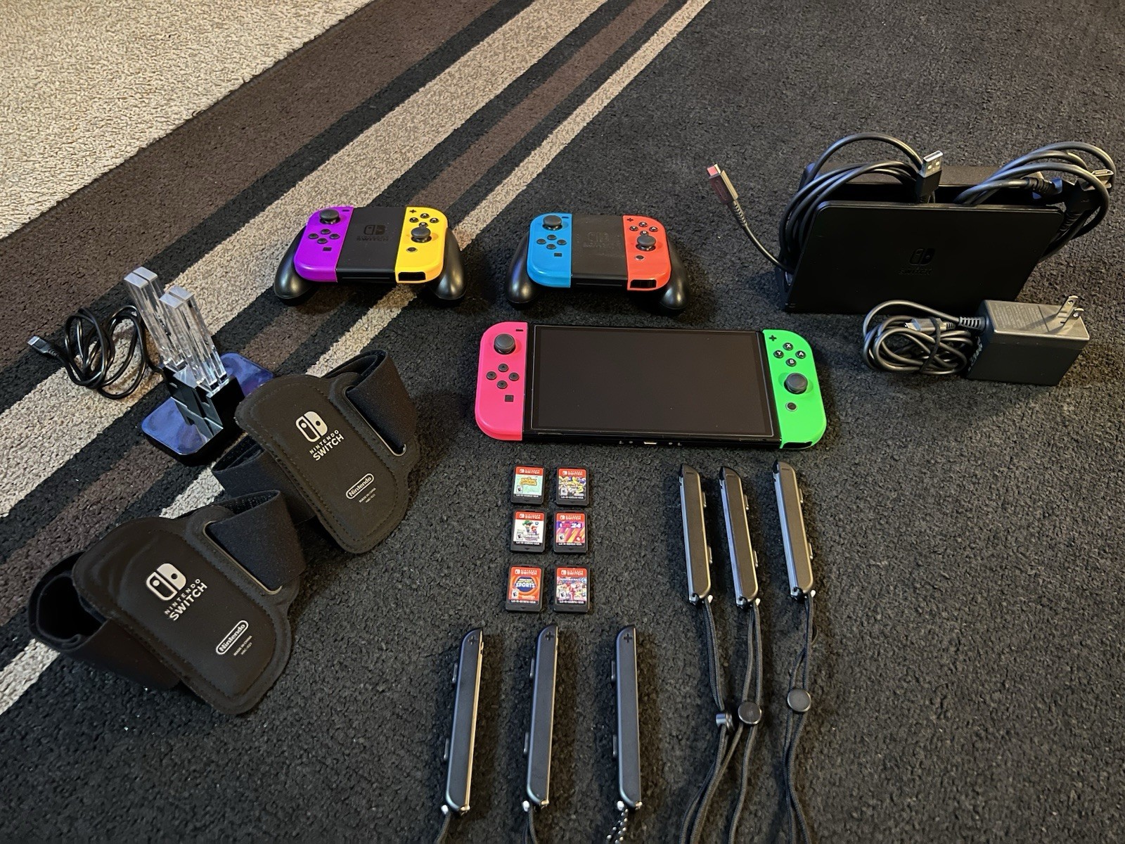 Nintendo Switch OLED Bundle Flawless Animal Crossing Super Mario LOADED w/EXTRAS