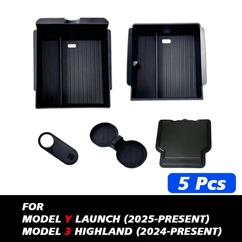 Console & Armrest Storage Box For Tesla New Model Y 2025 Juniper Launch ABS with
