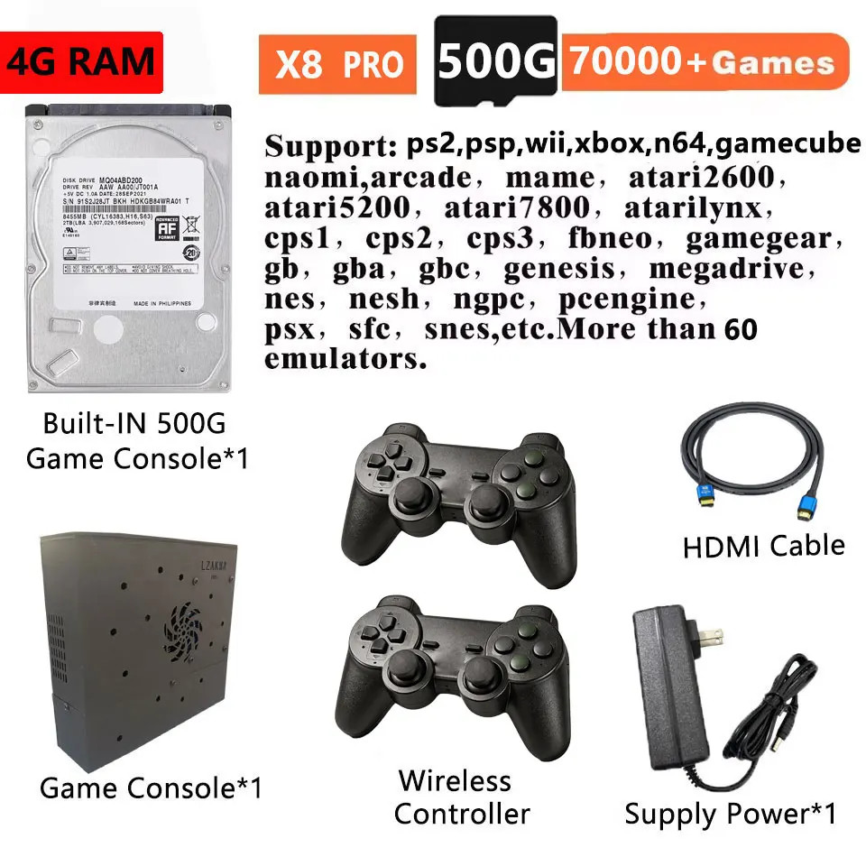 Retro Gaming Device X8 Loaded 70000+Games Support 60+Emulators for Wii PS2 DC…
